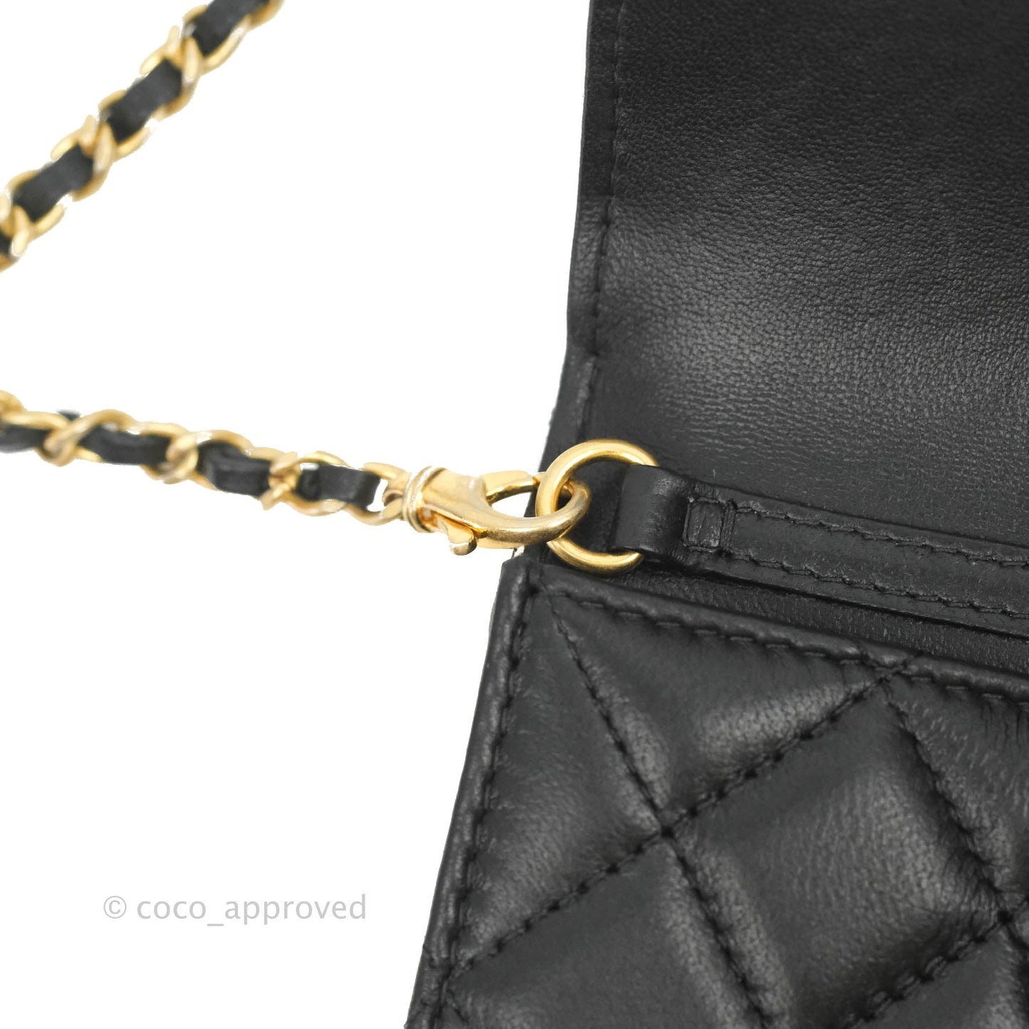 Chanel Mini Pearl Crush Clutch With Chain Belt Black Lambskin Aged Gold Hardware
