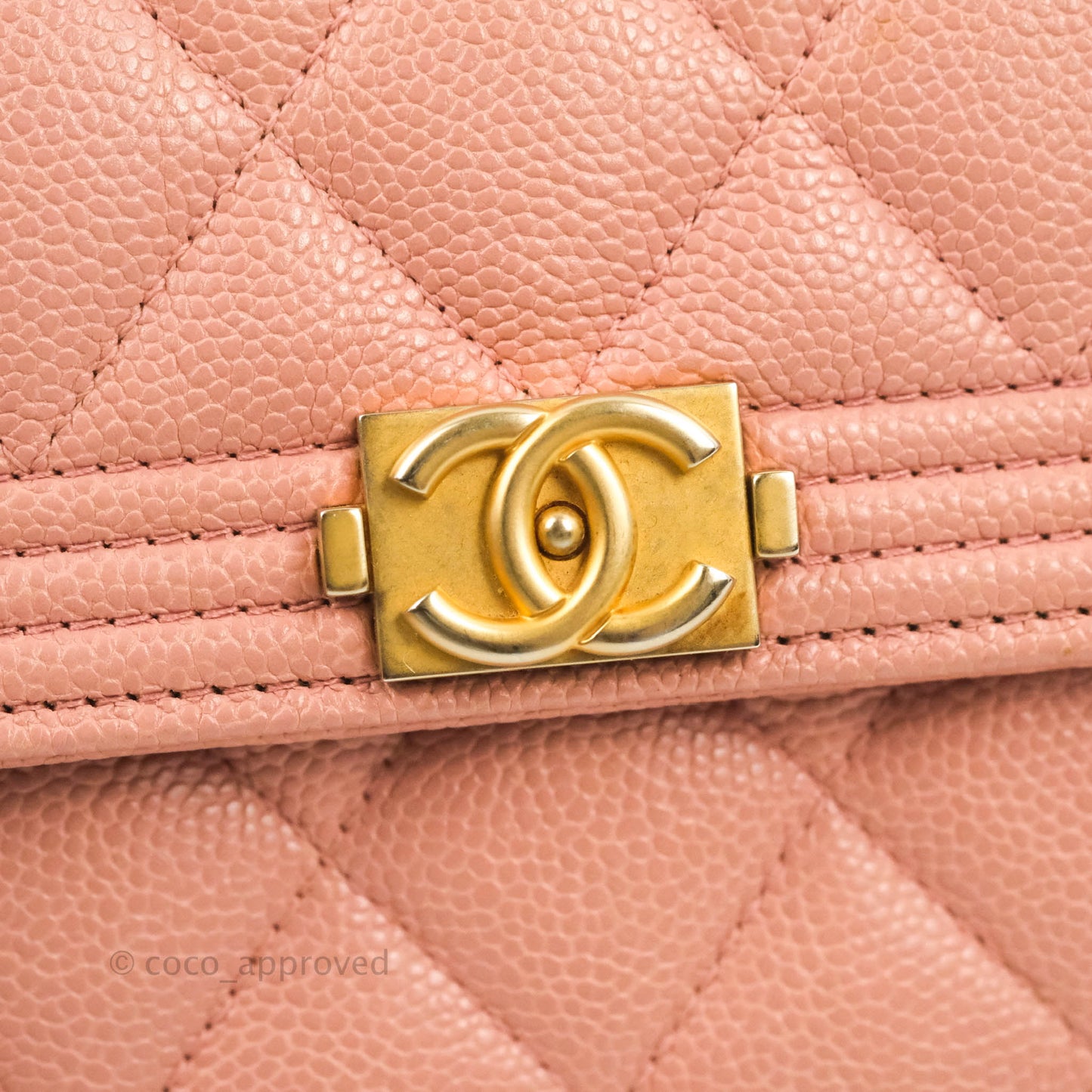 Chanel Quilted Boy Flap Long Wallet Pink Caviar Aged Gold Hardware