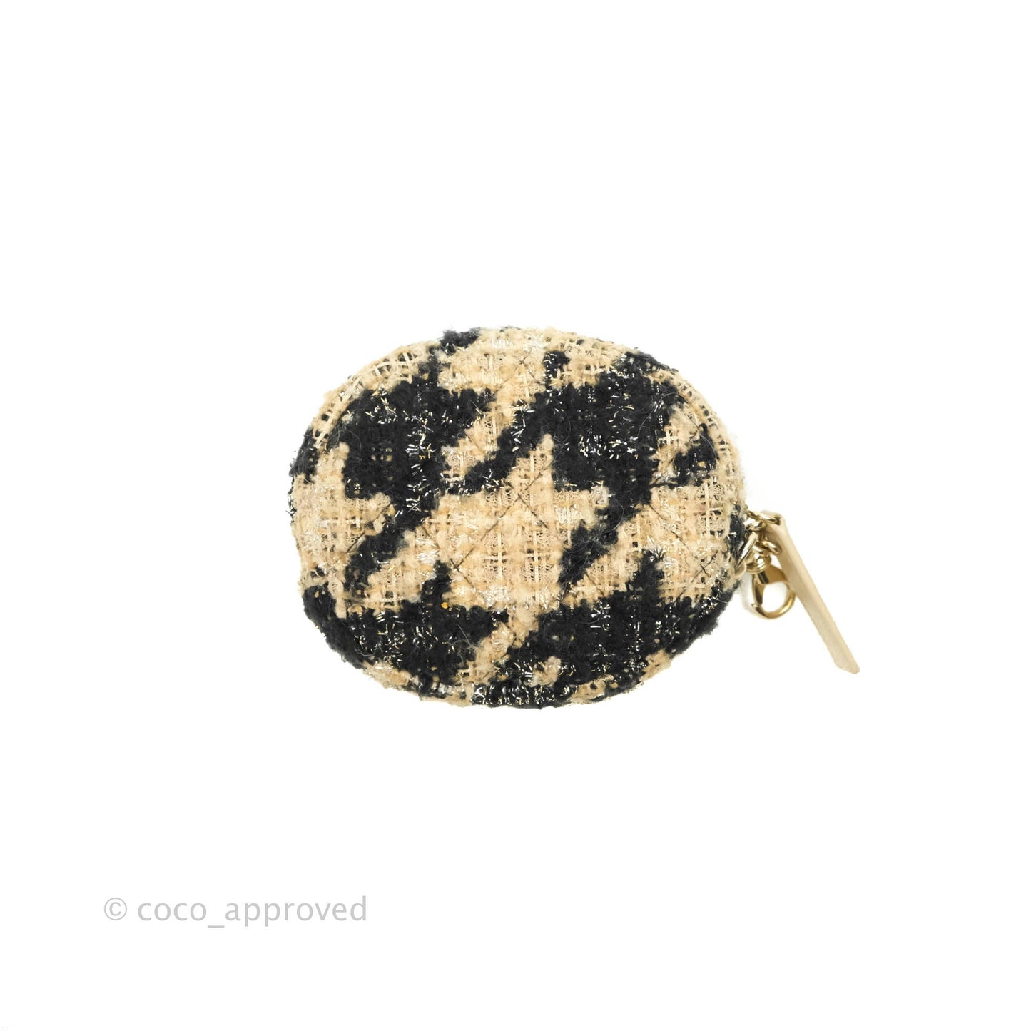 Chanel Wallet On Chain WOC Houndstooth Beige Black Tweed Gold Hardware