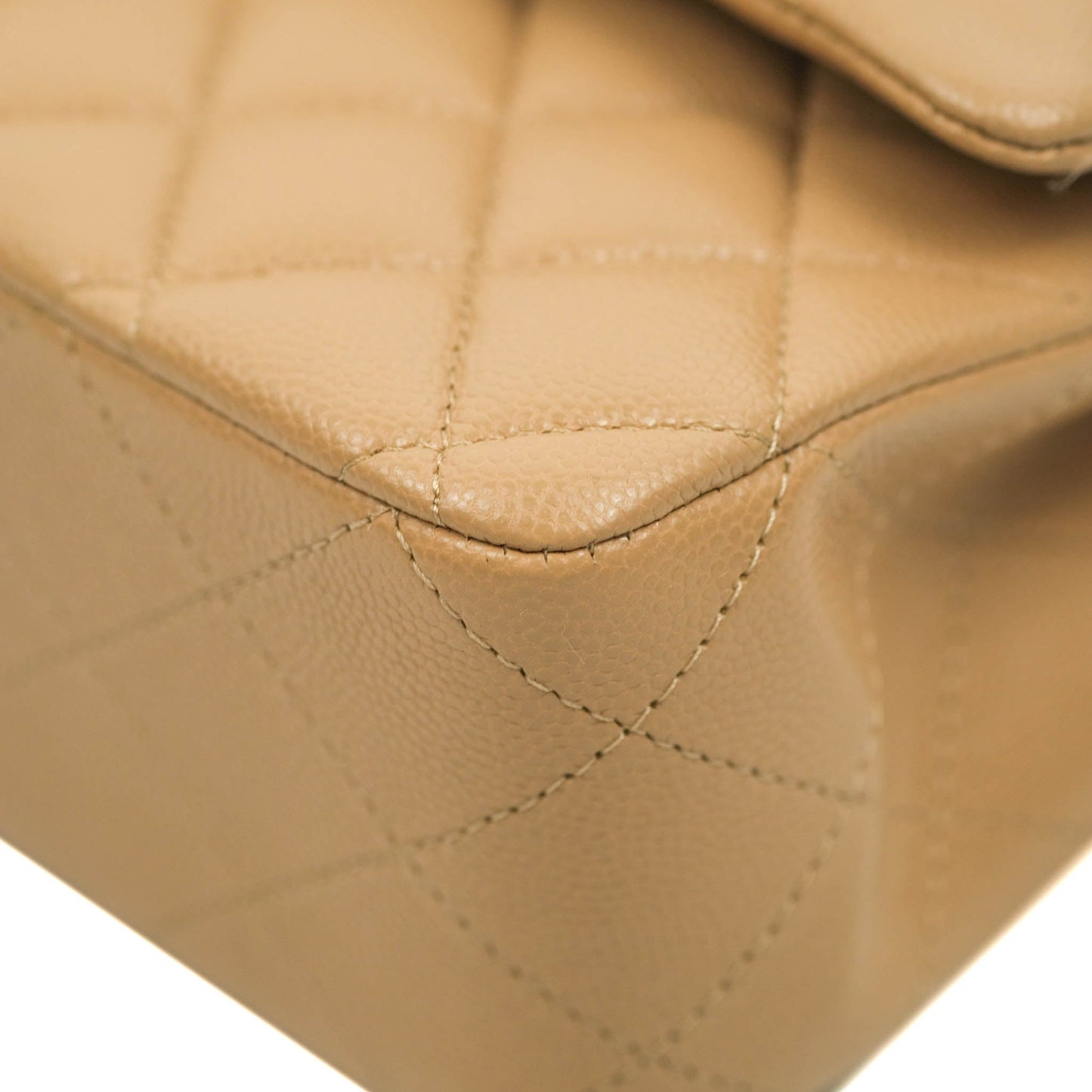 Chanel Classic M/L Medium Double Flap Dark Beige Caviar Gold Hardware 19B