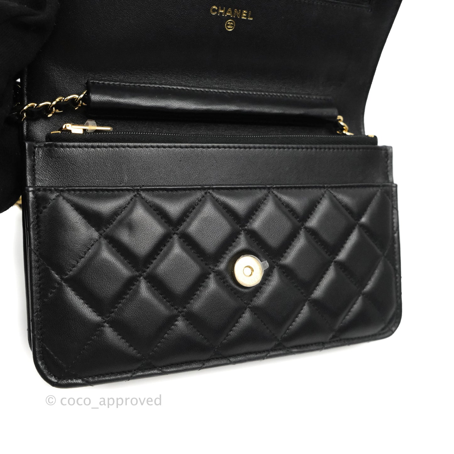 Chanel Quilted Classic Wallet on Chain WOC Black Lambskin Gold Hardware