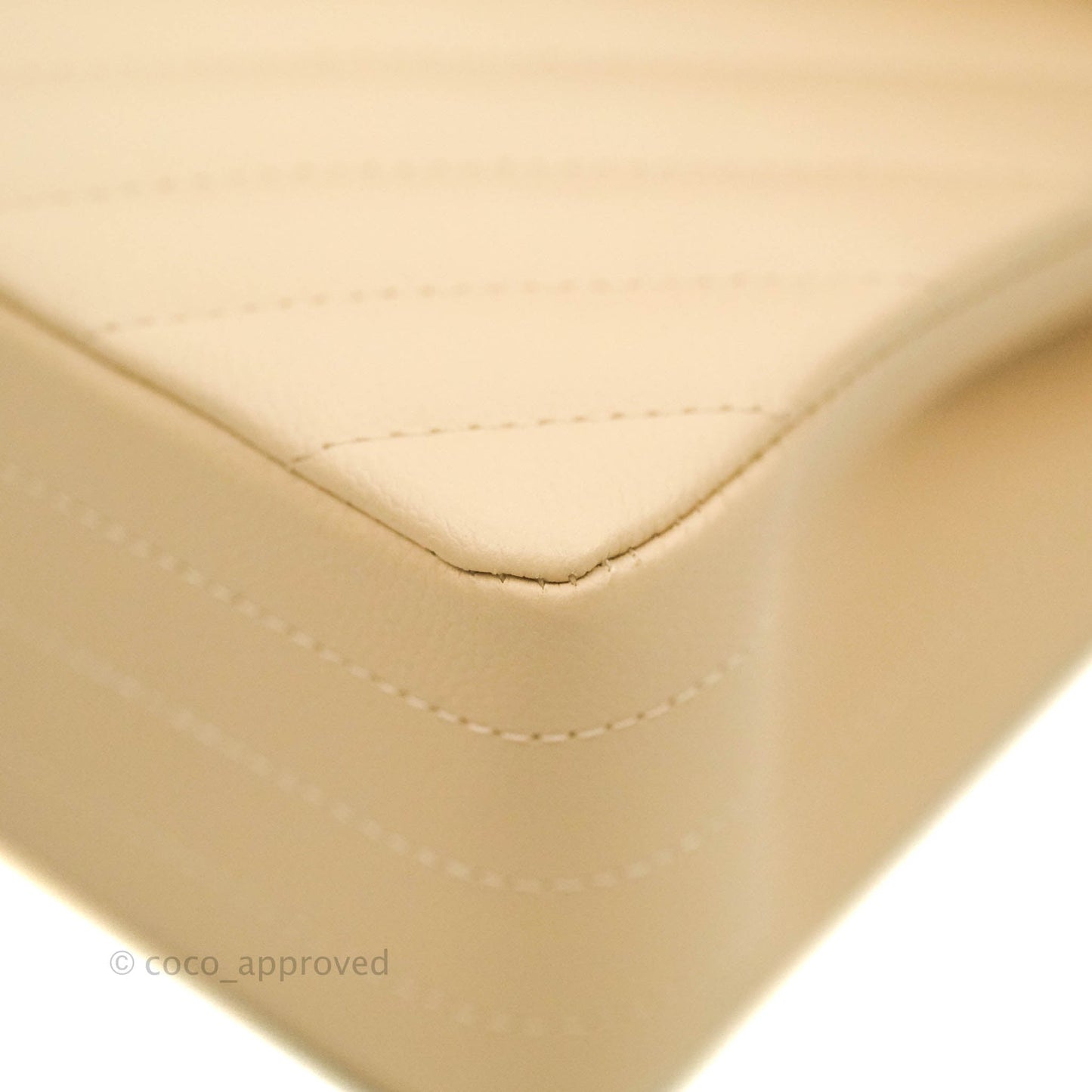 Chanel Classic S/M Small Double Flap Chevron Beige Caviar Gold Hardware