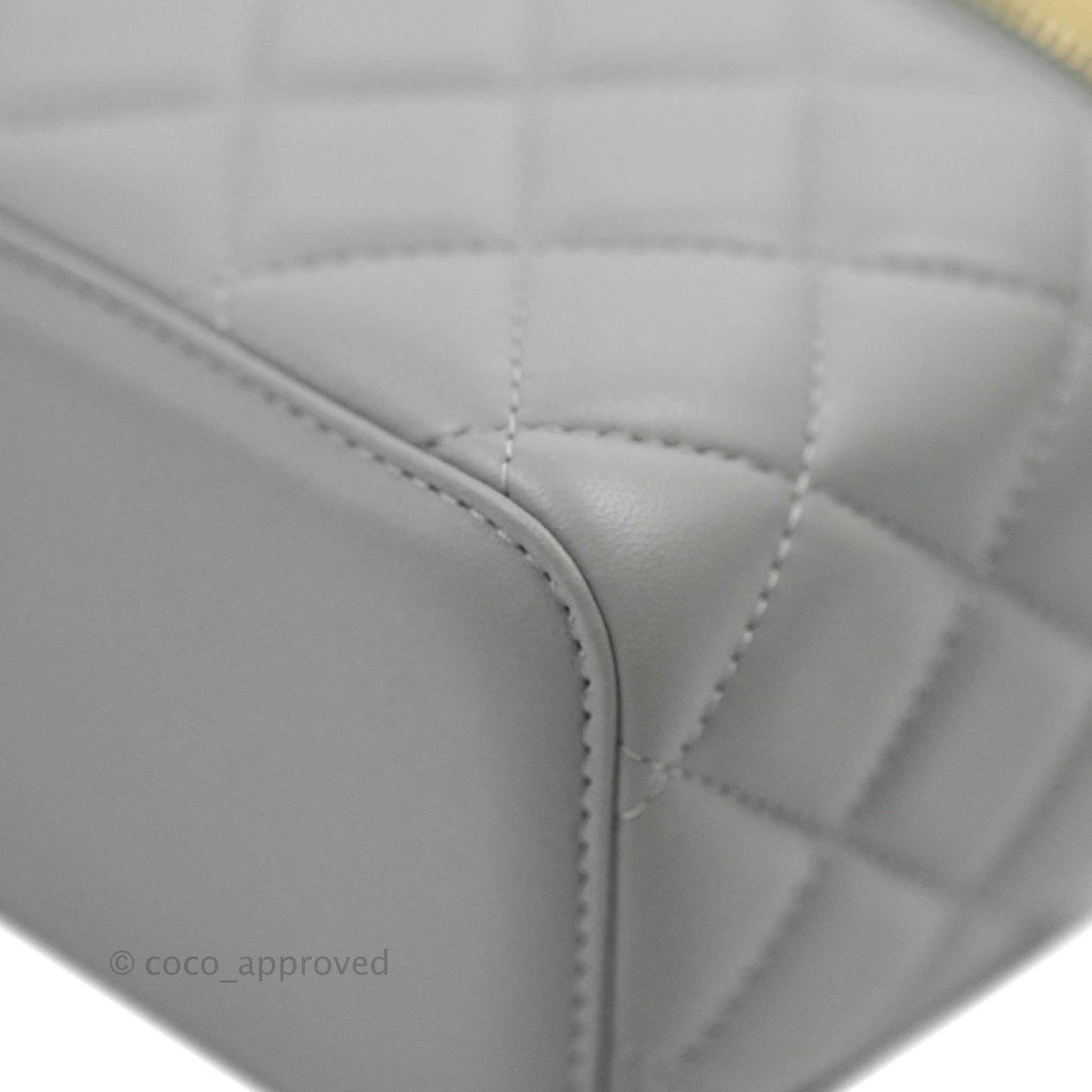 Chanel Vanity with Pearl Crush Chain Grey Lambskin Aged Gold Hardware