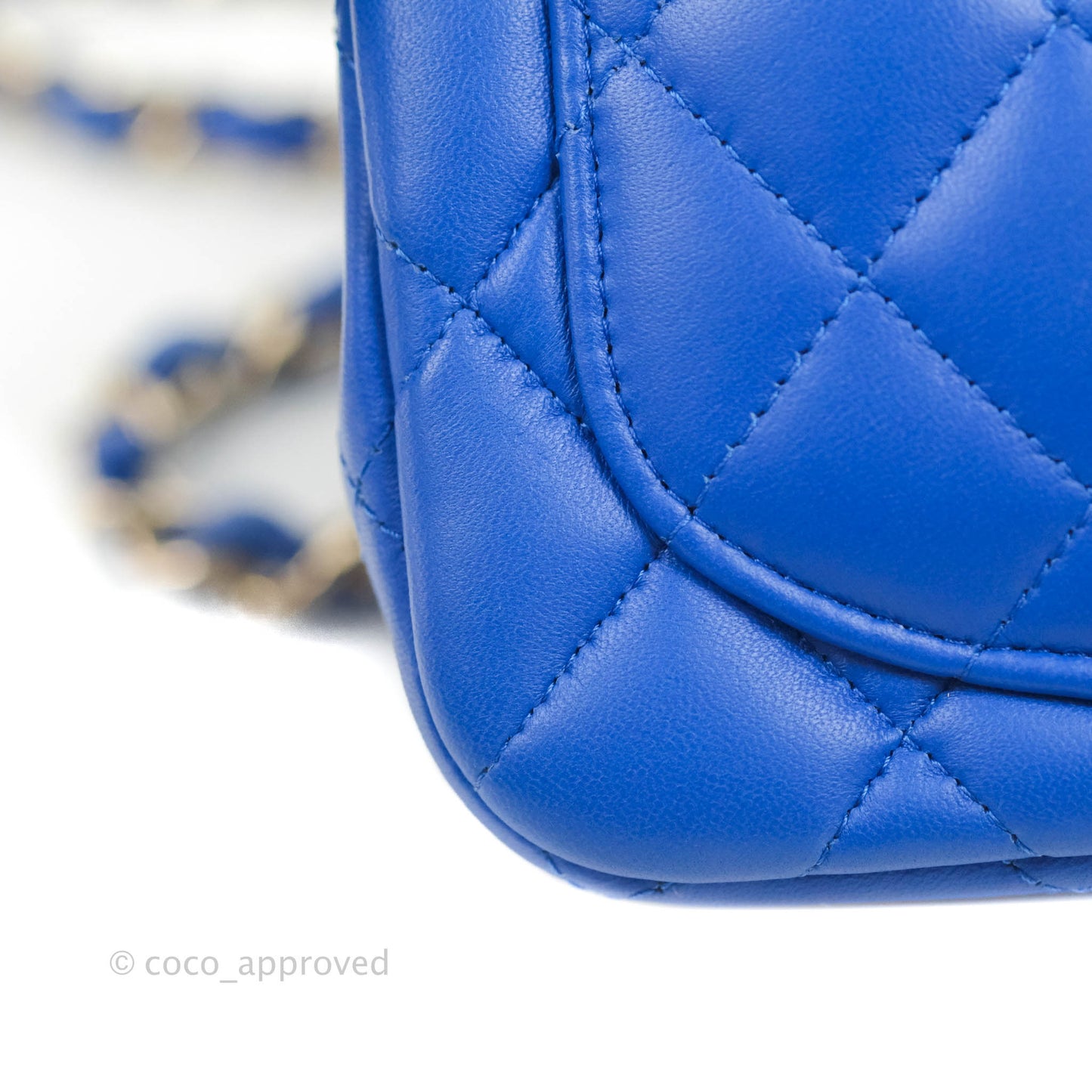 Chanel Mini Square Blue Lambskin Gold Hardware