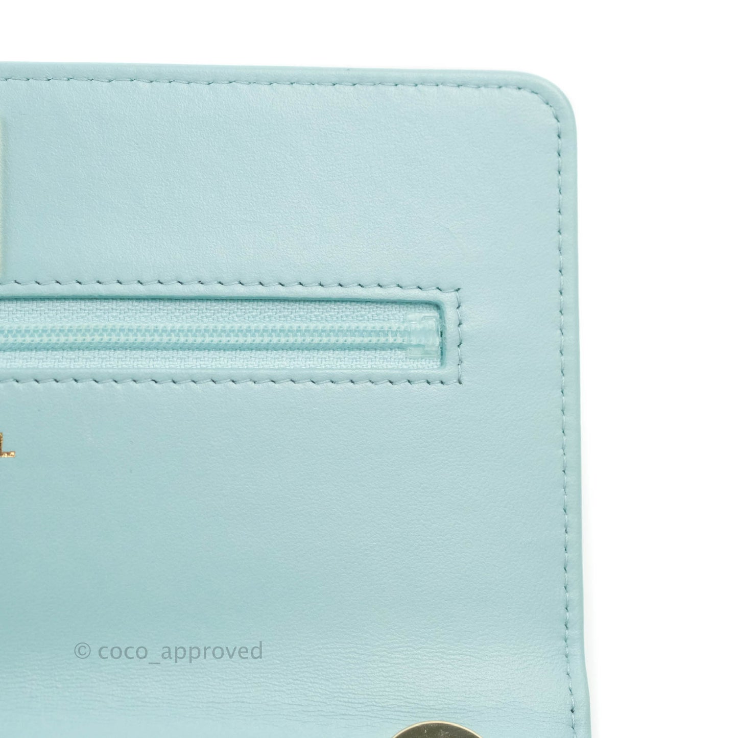Chanel Trendy CC Quilted Wallet on Chain WOC Tiffany Blue Lambskin Gold Hardware