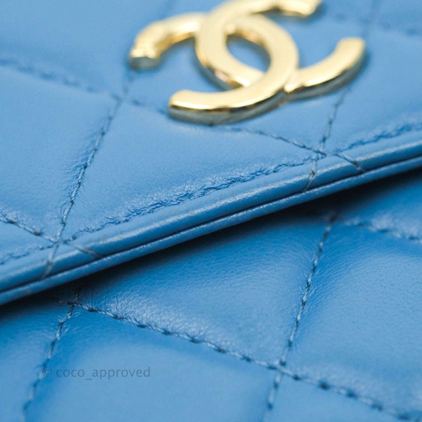 Chanel Ribbon Belt Bag Blue Lambskin Gold Hardware