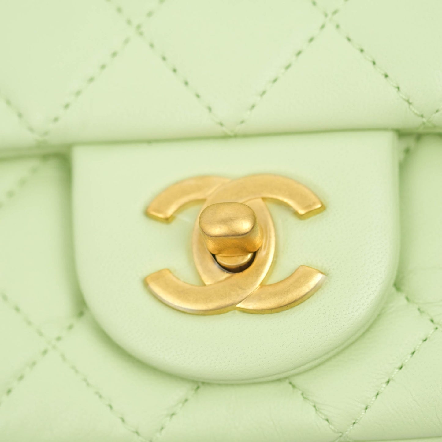 Chanel Mini Rectangular Pearl Crush Avocado Green Lambskin Aged Gold Hardware 22C