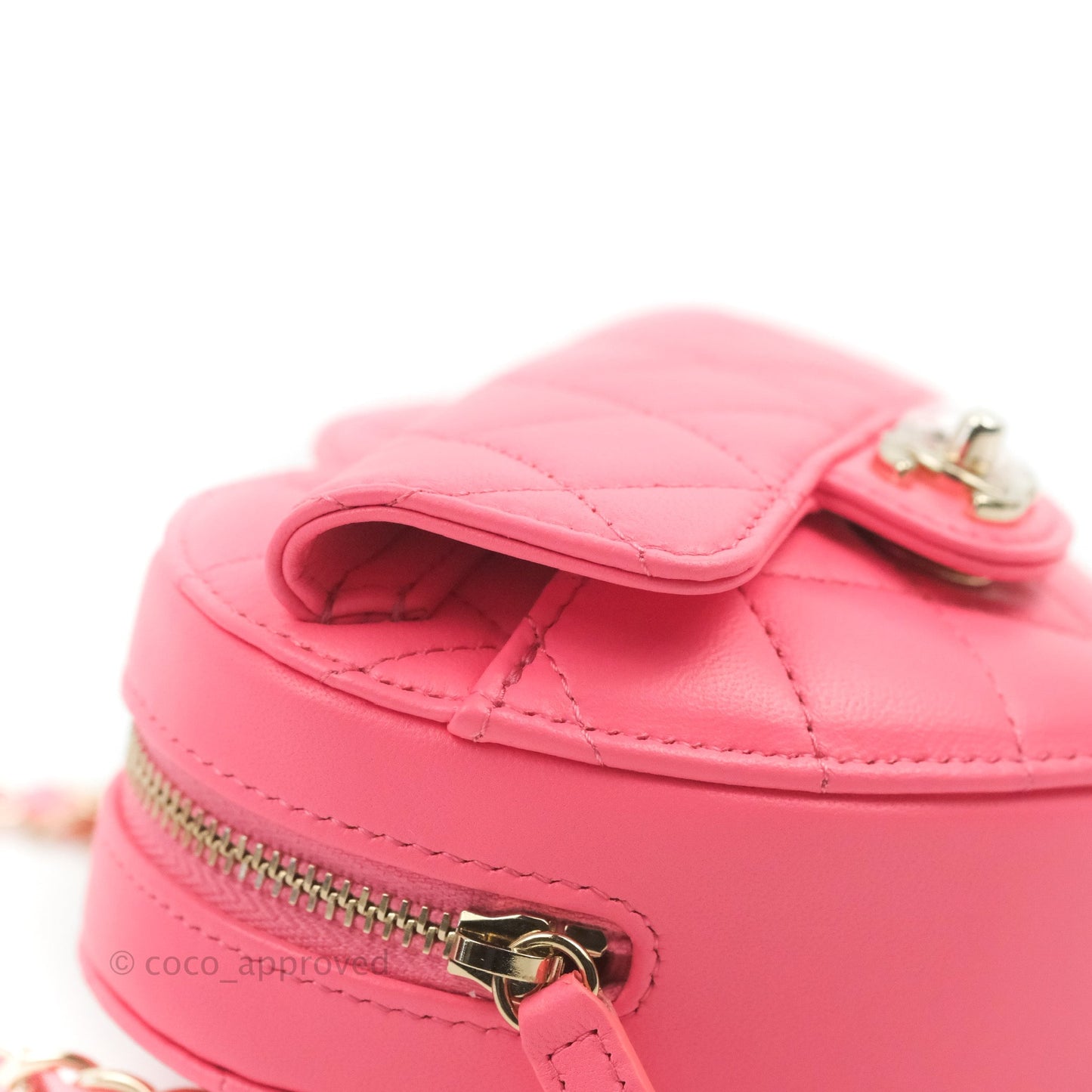 Chanel Mini Heart Belt Bag Pink Lambskin Gold Hardware 22S
