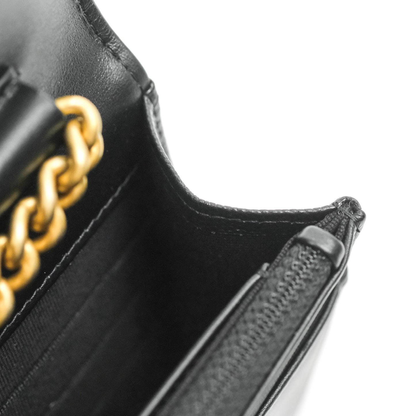 Chanel Quilted Boy Wallet on Chain WOC Black Caviar Aged Gold Hardware