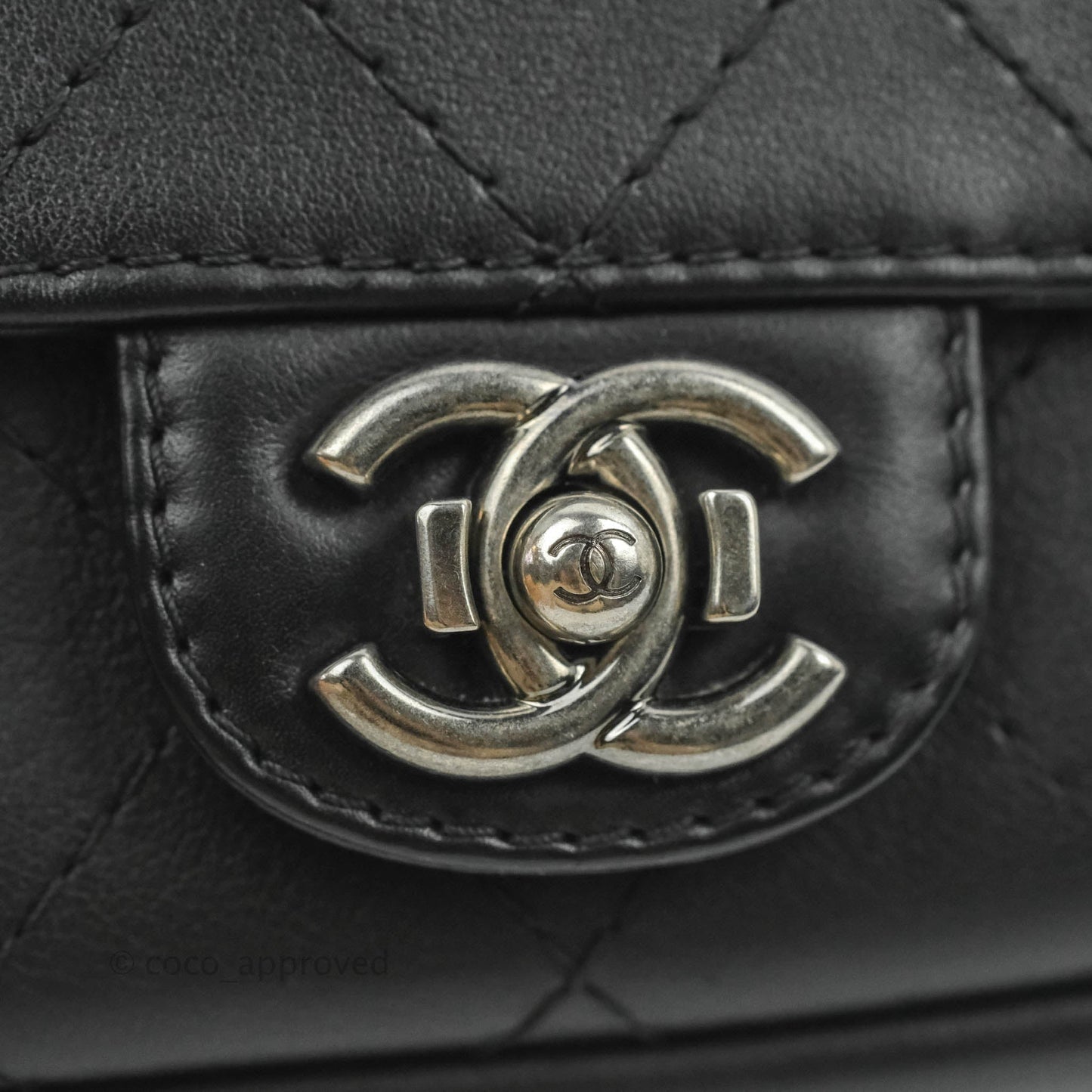 Chanel Flat Quilted Small Messenger Bag Black Calfskin Ruthenium Hardware