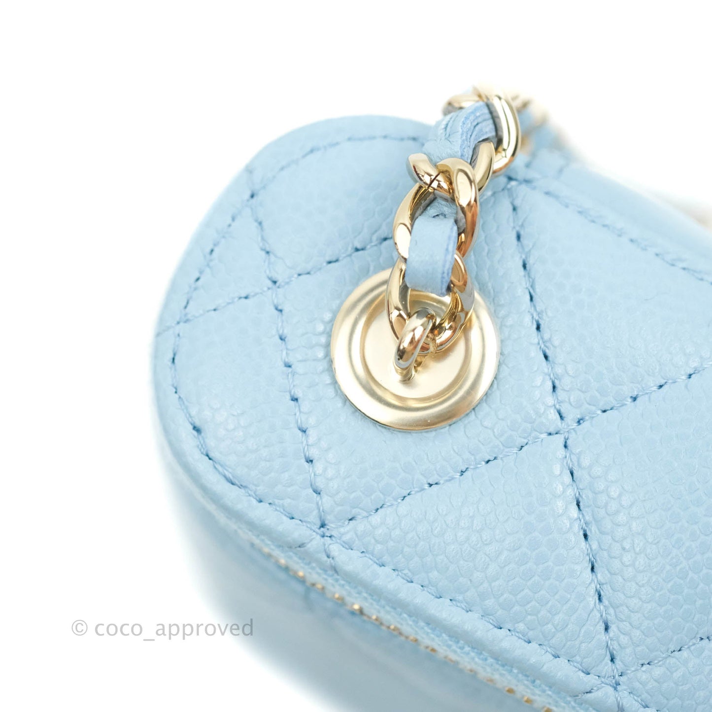 Chanel Classic Mini Vanity With Chain Blue Caviar Gold Hardware