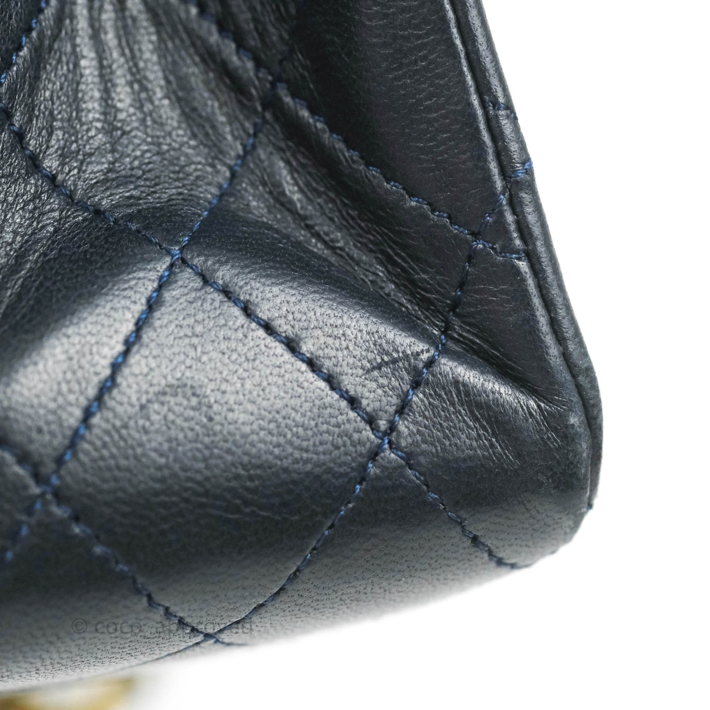Chanel Classic Vintage Medium M/L Flap Navy Lambskin 24K Gold Hardware