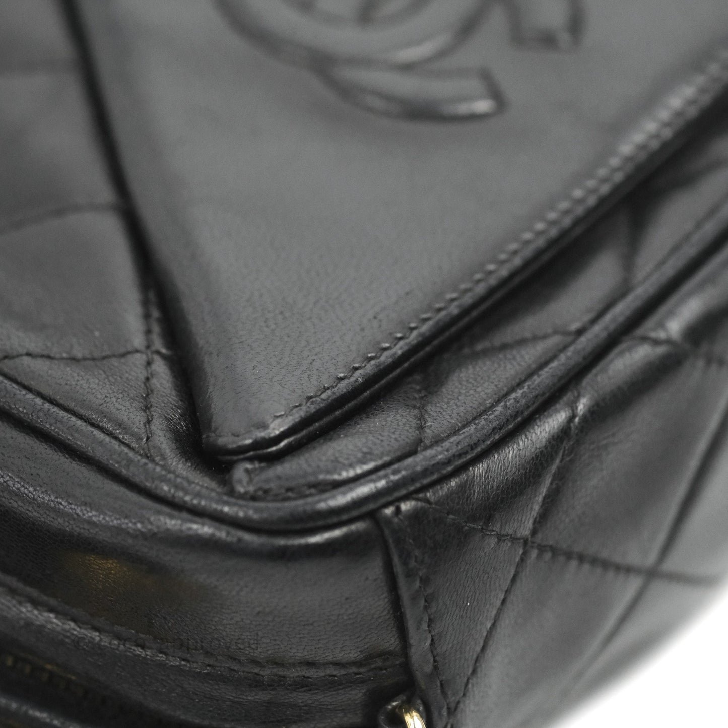 Chanel Vintage Small Camera Bag Black Lambskin Gold Hardware