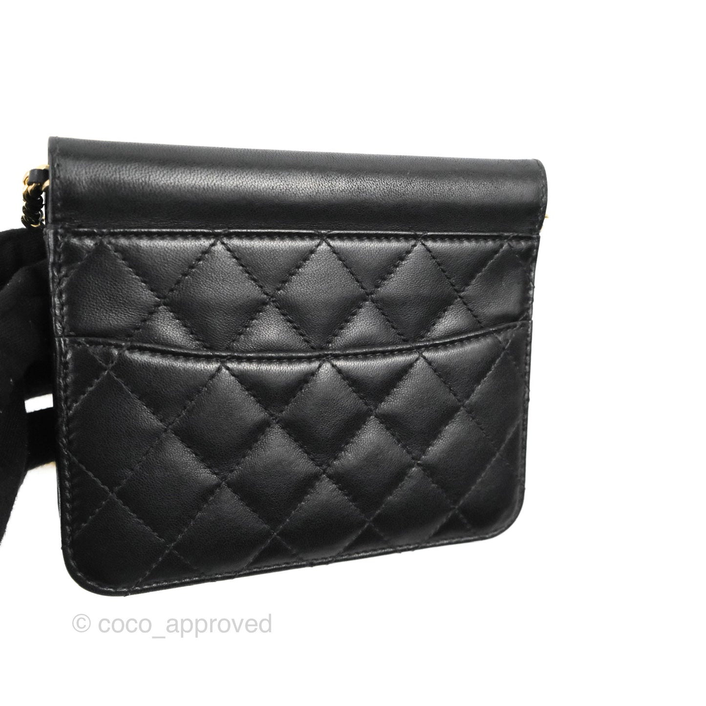 Chanel Mini Flap on Chain Black Calfskin Aged Gold Hardware