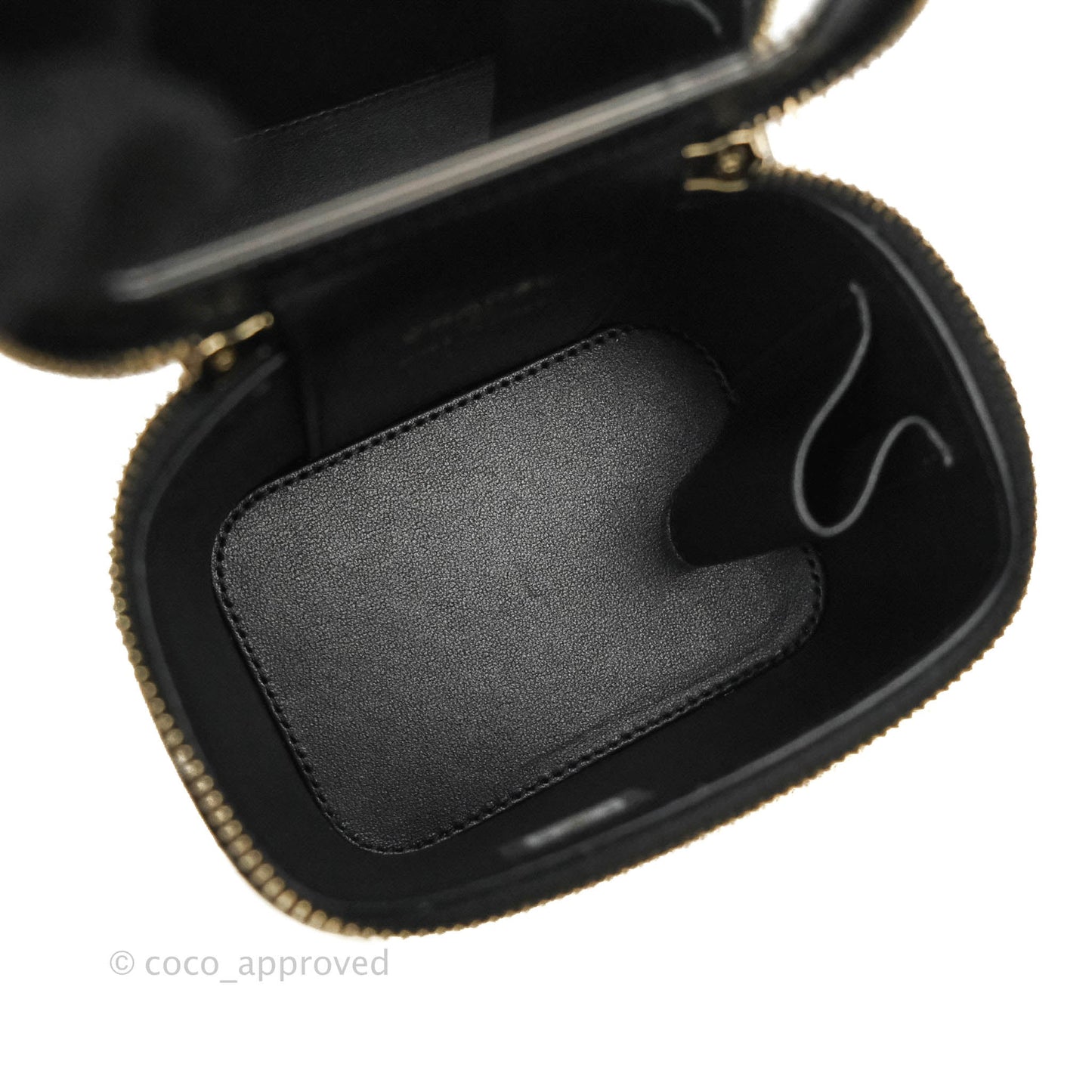 Chanel Mini Top Handle Vanity With Chain Black Lambskin Gold Hardware