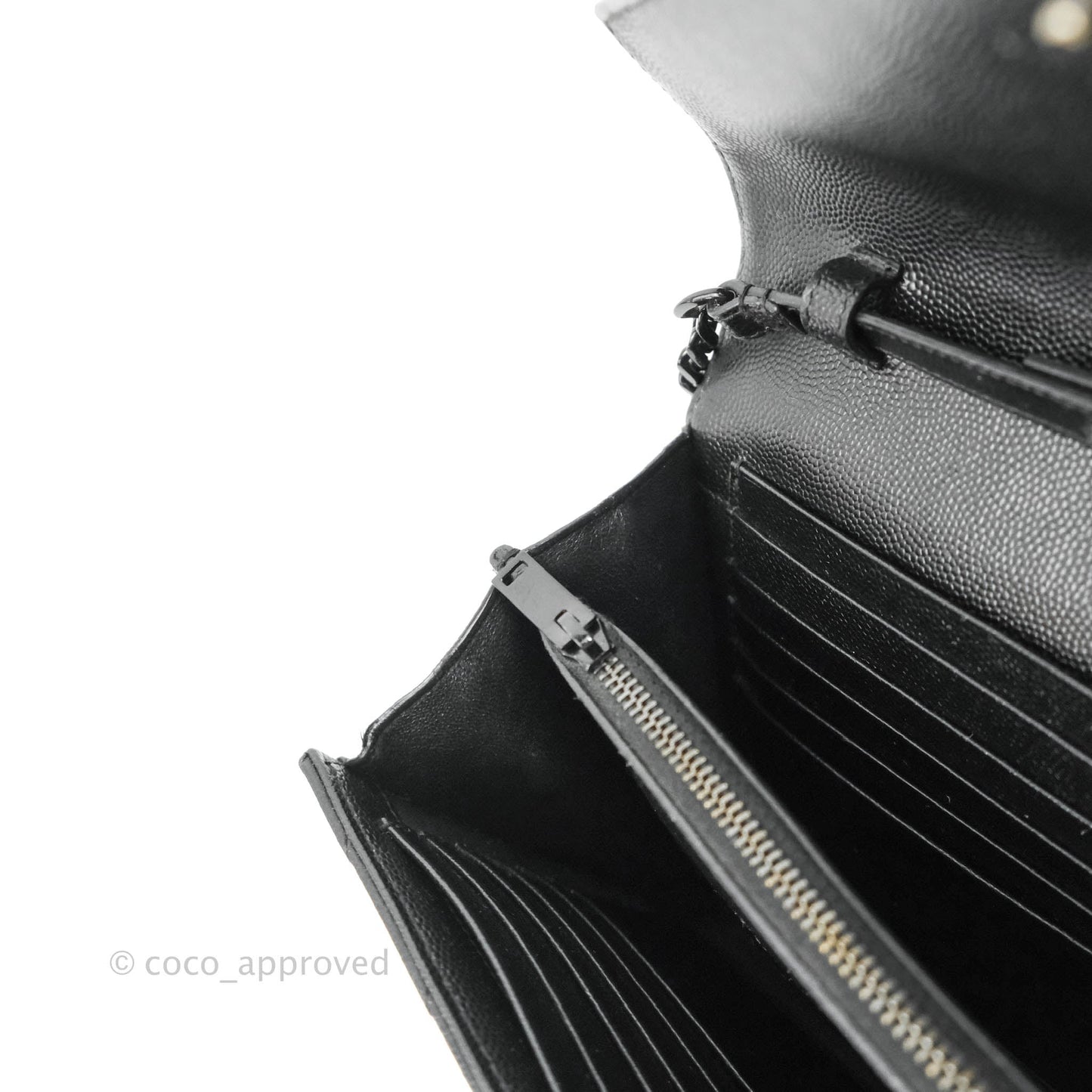 Saint Laurent Wallet on Chain Large Black Grained Leather So Black