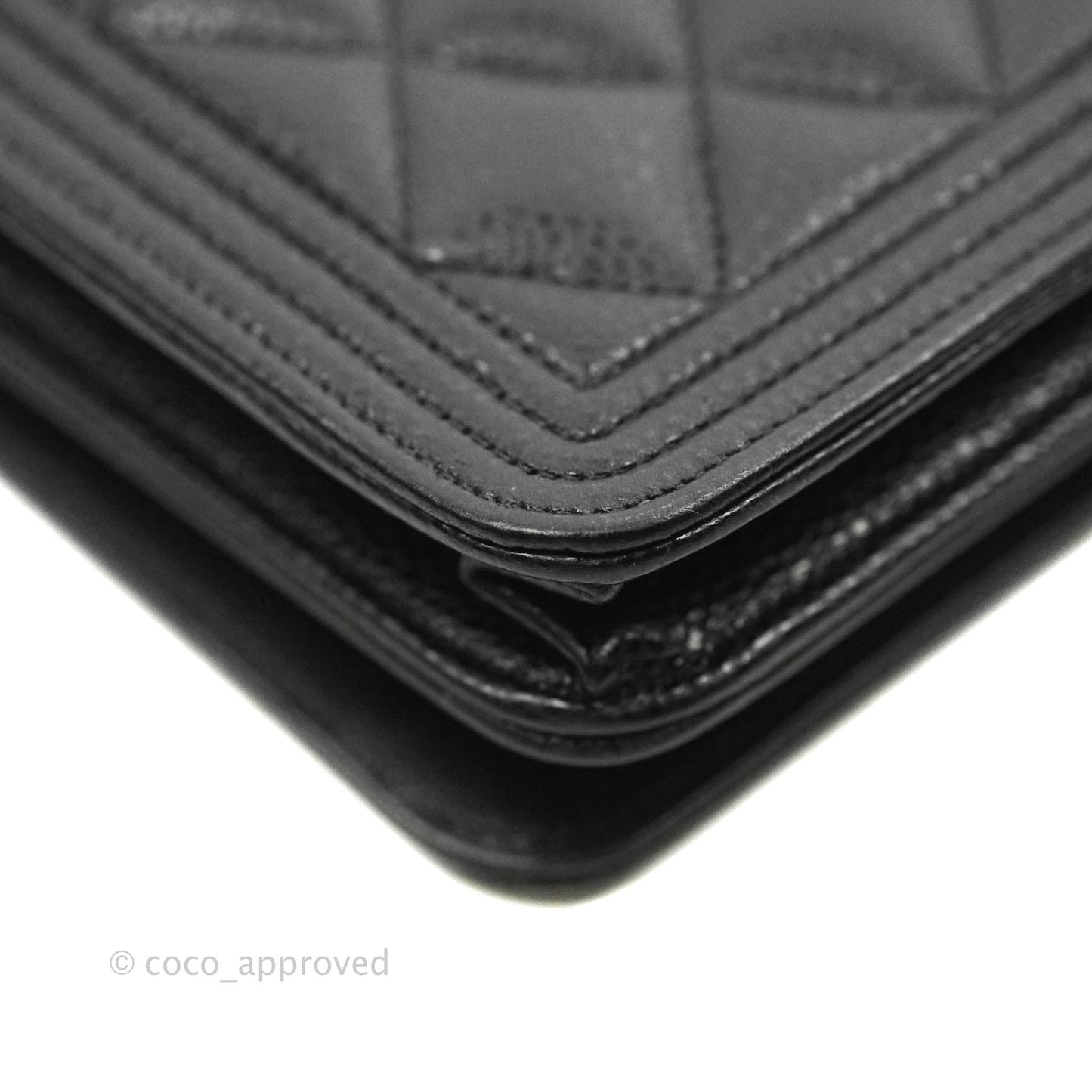 Chanel Quilted Boy Wallet on Chain WOC Black Caviar Gold Hardware