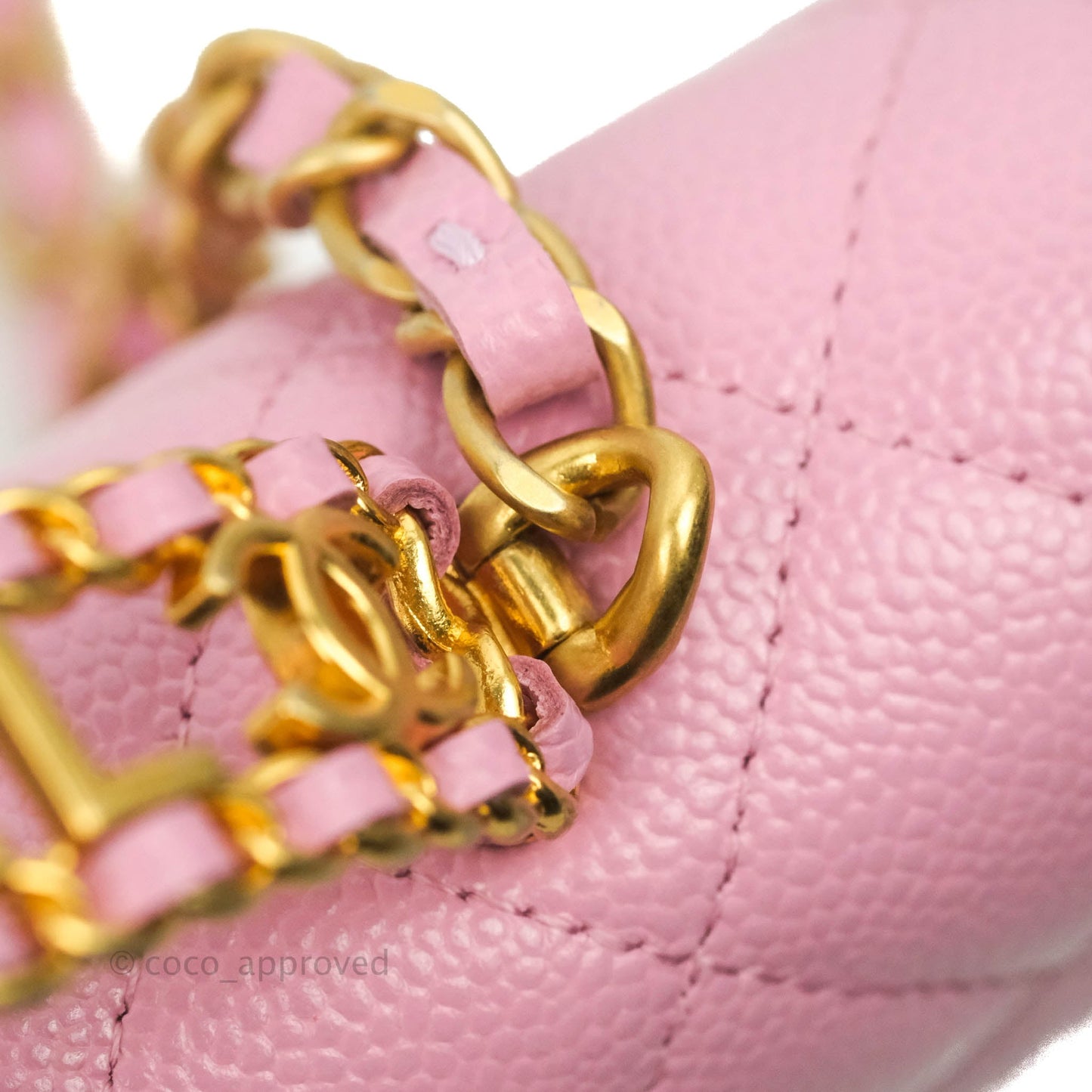 Chanel Top Handle Wallet On Chain WOC Pink Caviar Gold Hardware 22S