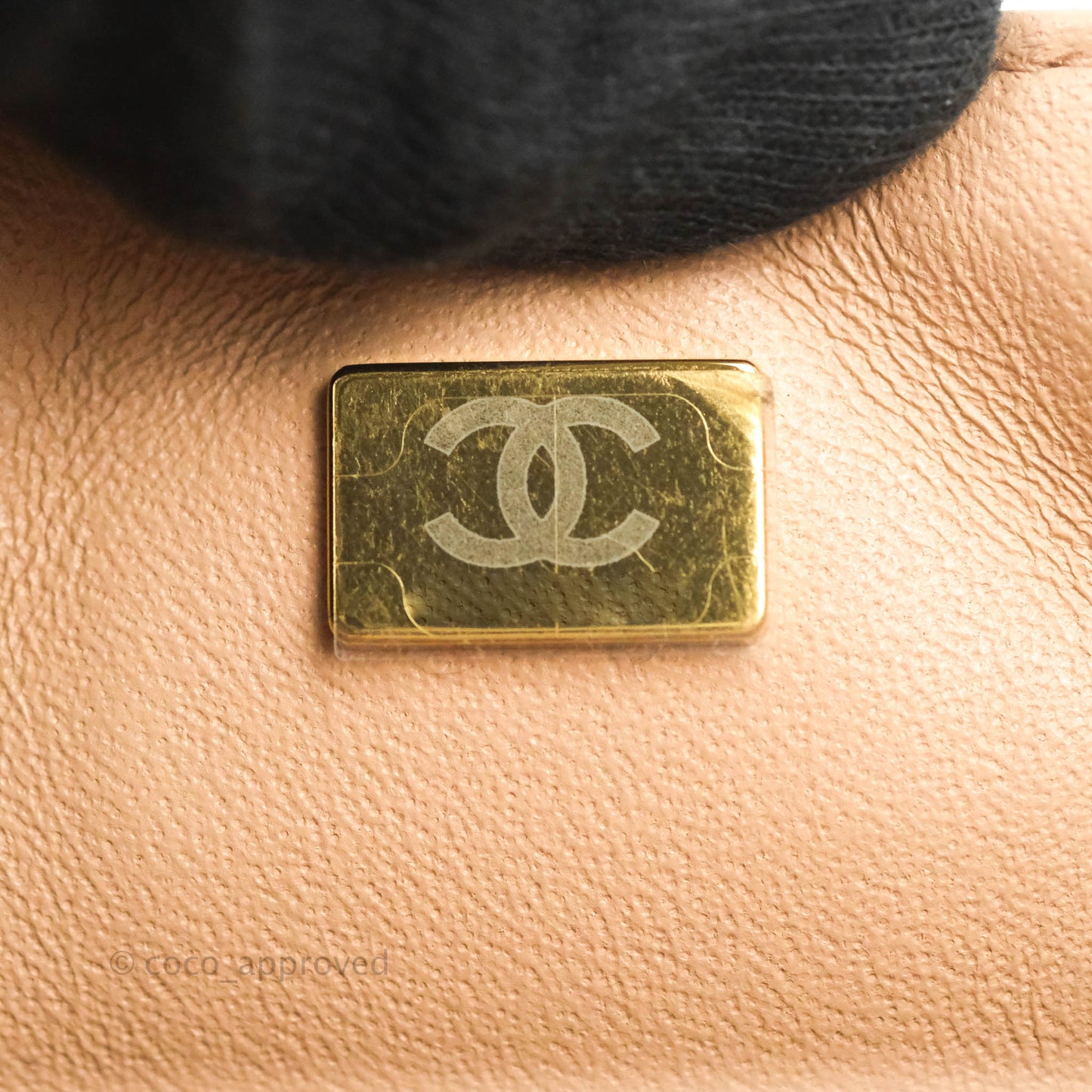 Chanel Mini Square Beige Lambskin Gold Hardware 21A