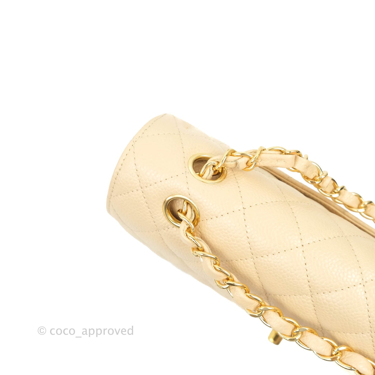 Chanel Classic M/L Medium Flap Quilted Beige Caviar Gold Hardware