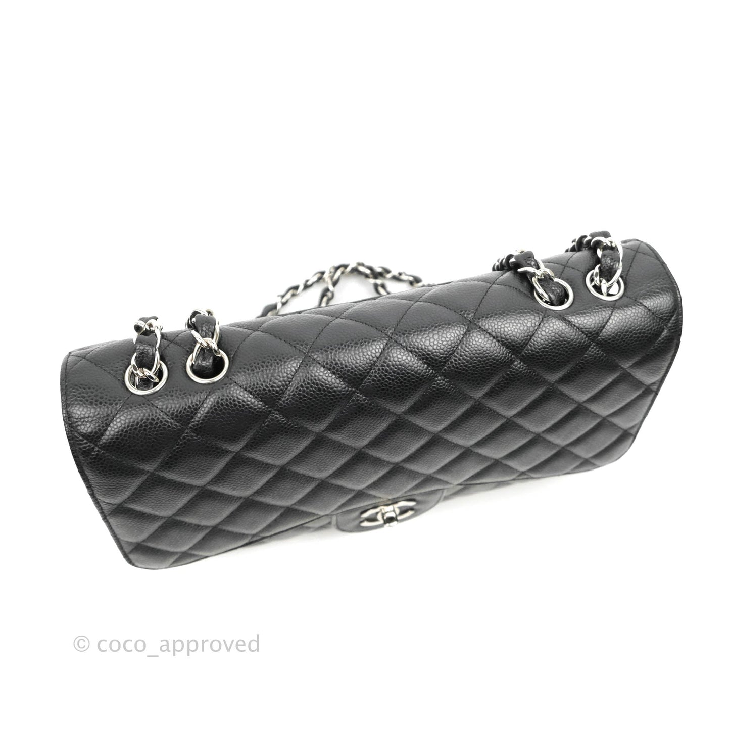 Chanel Jumbo Single Flap Black Caviar Silver Hardware⁣⁣