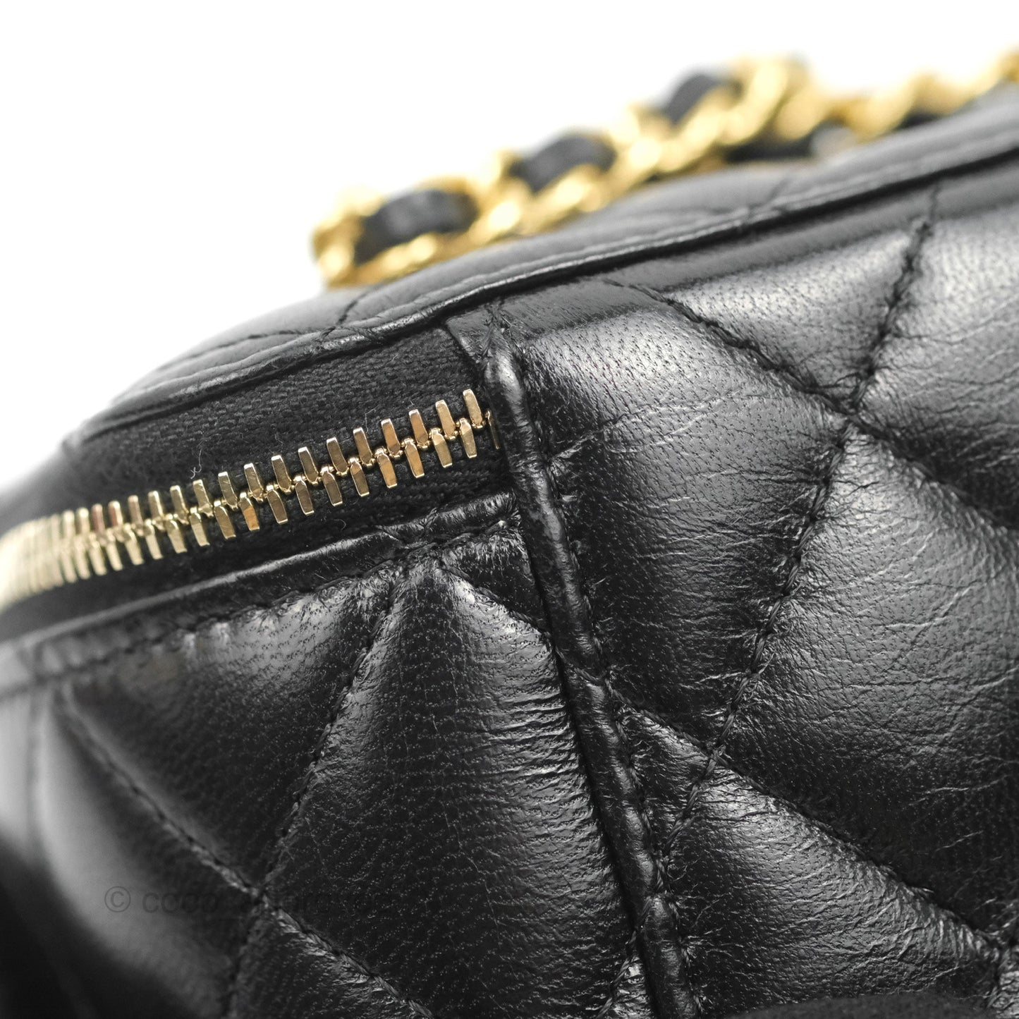 Chanel Vanity with Double Chain Black Shiny Lambskin 23C