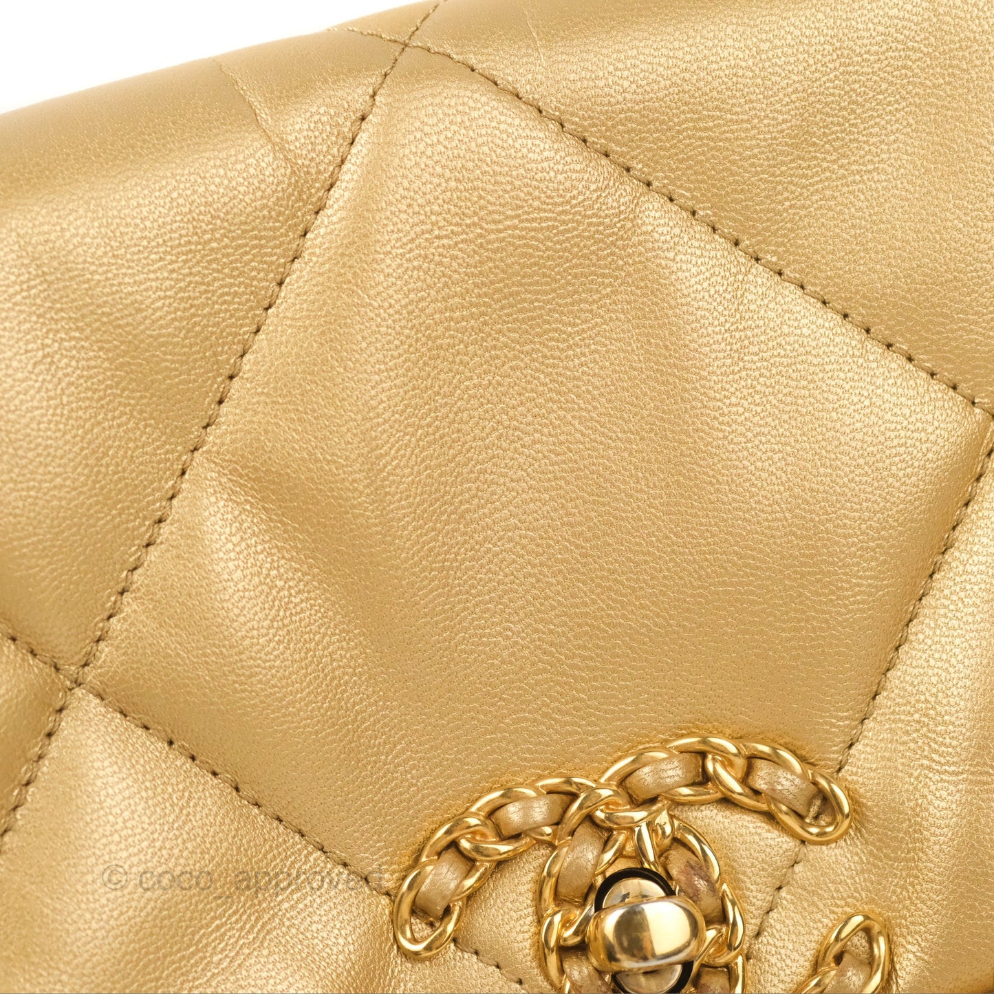 Chanel 19 Small Metallic Gold Lambskin Mixed Hardware