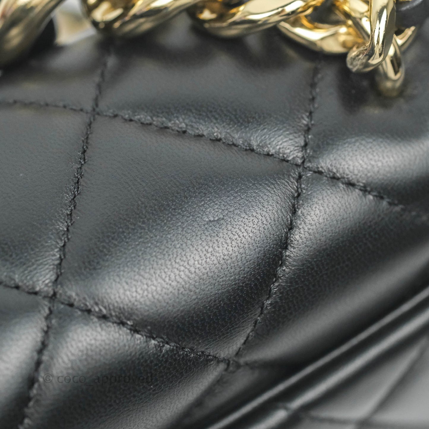 Chanel Quilted Large Resin Bi-Color Chain Flap Bag Black Lambskin Gold Hardware