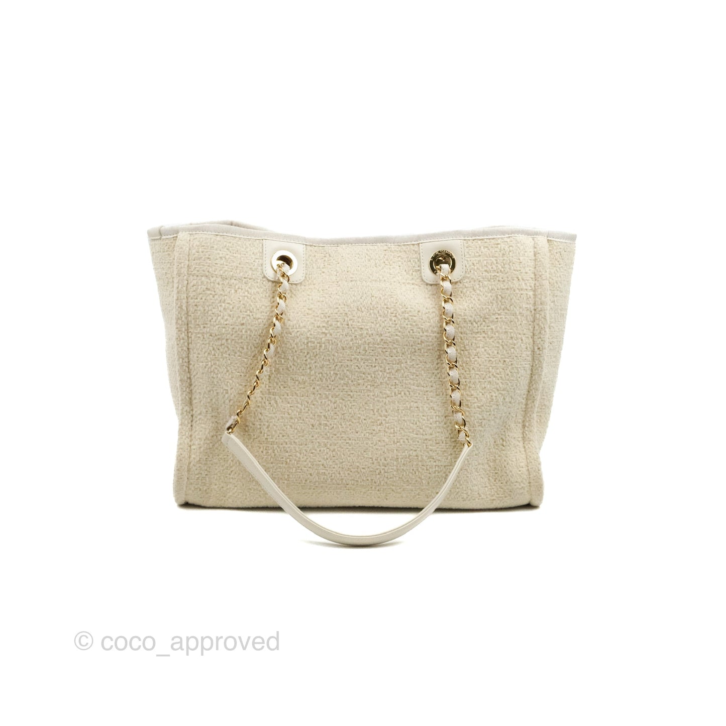 Chanel Medium Deauville Tote Ivory Lurex Boucle 19A