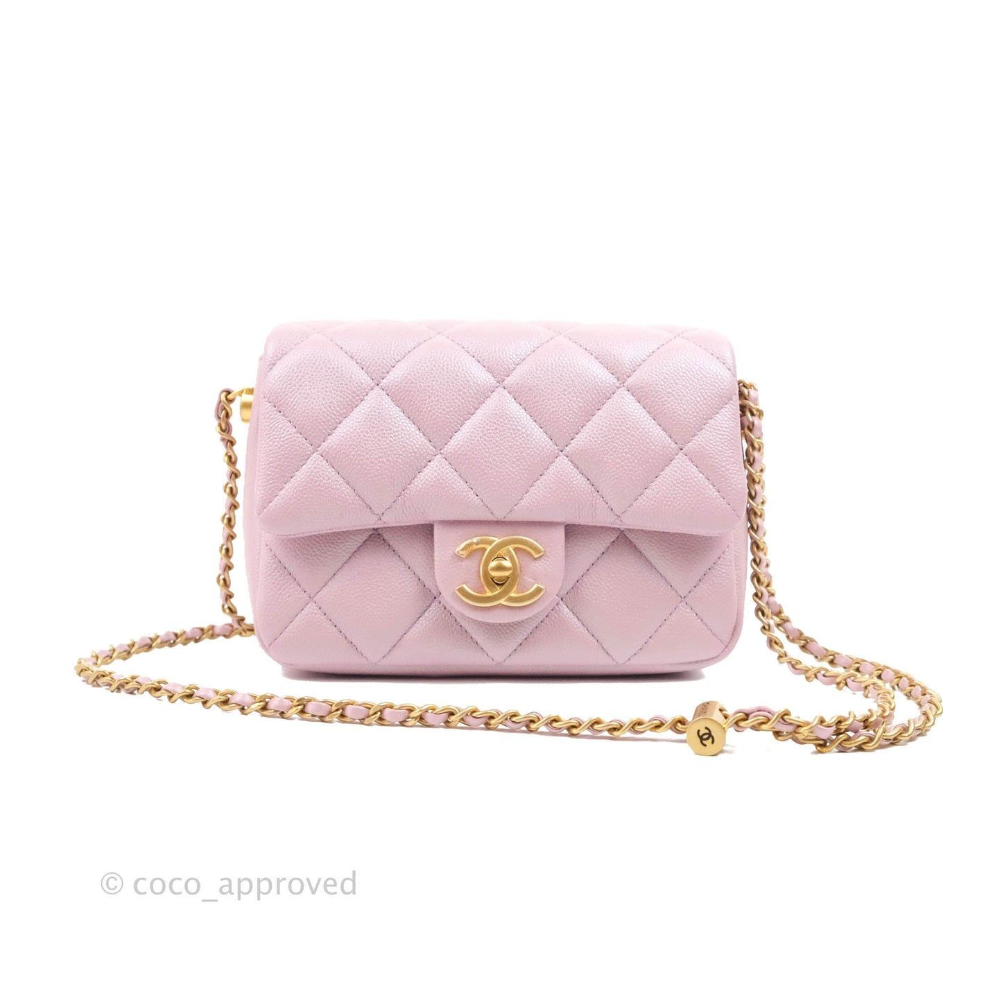 Chanel Quilted My Perfect Mini Iridescent Pink Caviar Aged Gold Hardware 21K