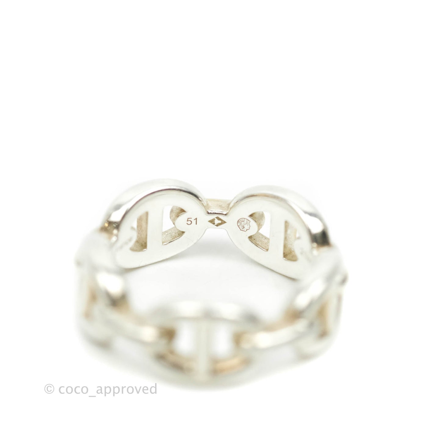 Hermès Sterling Silver PM Chaine d'Ancre Enchainee Band Ring 51
