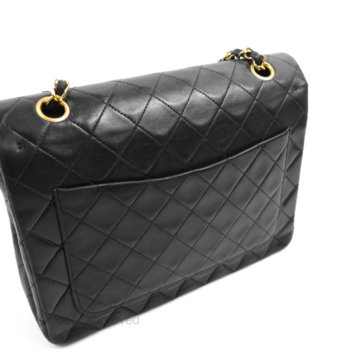 Chanel Vintage Square Flap Bag Black Lambskin 24K Gold Hardware