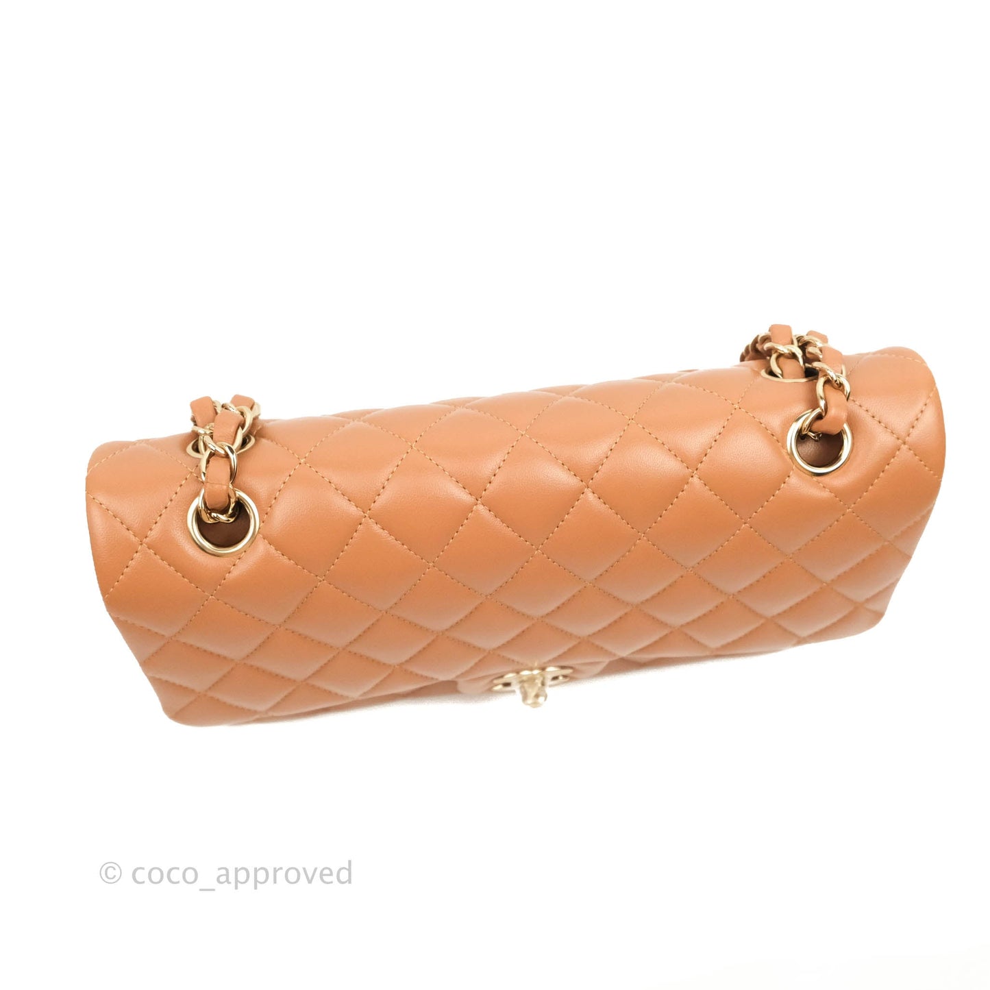 Chanel Classic M/L Medium Flap Quilted Dark Beige Caramel Lambskin Gold Hardware