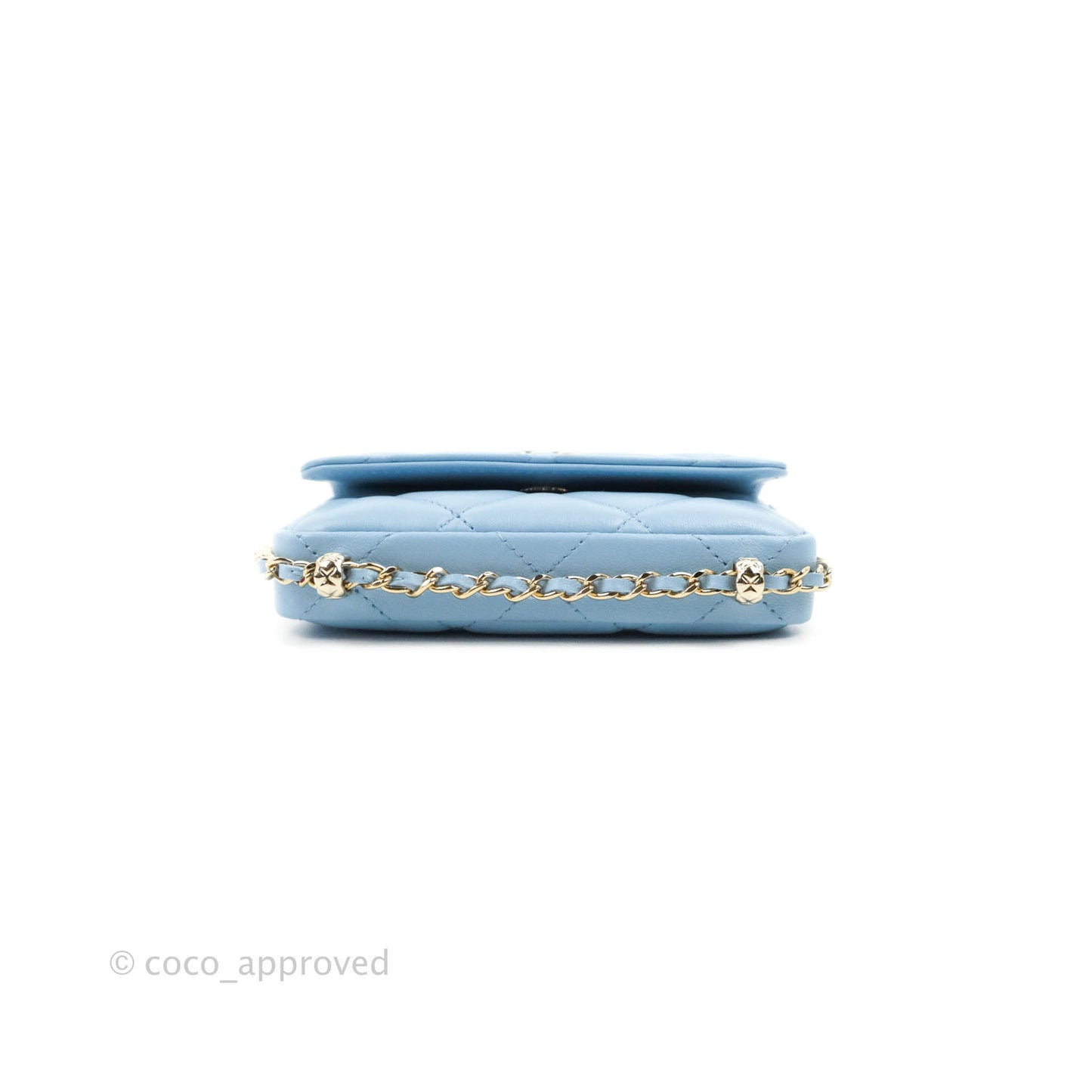 Chanel Mini Clutch With Chain Blue Lambskin Gold Hardware