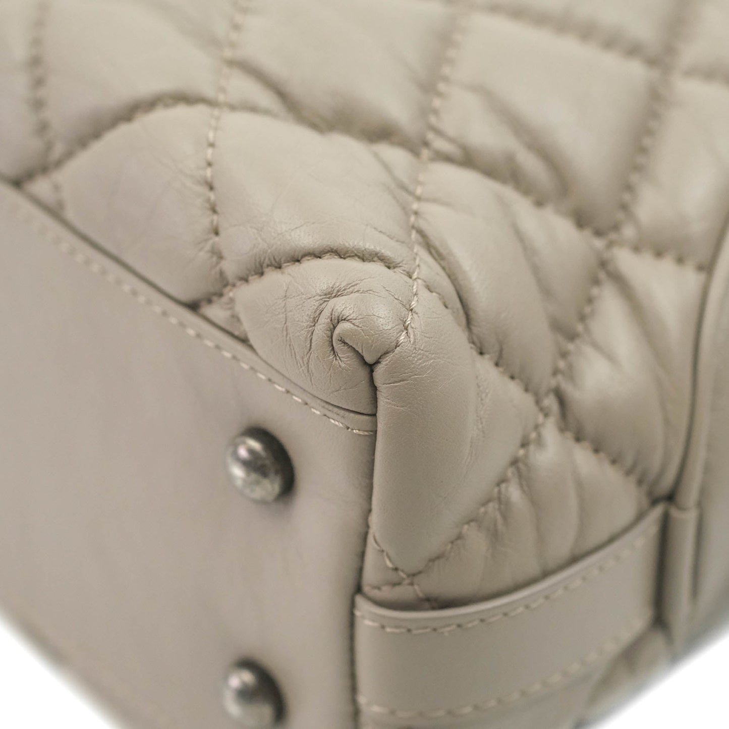 Chanel Quilted Small Coco Handle Bowling Bag Grey Aged Calfskin Ruthenium Hardware