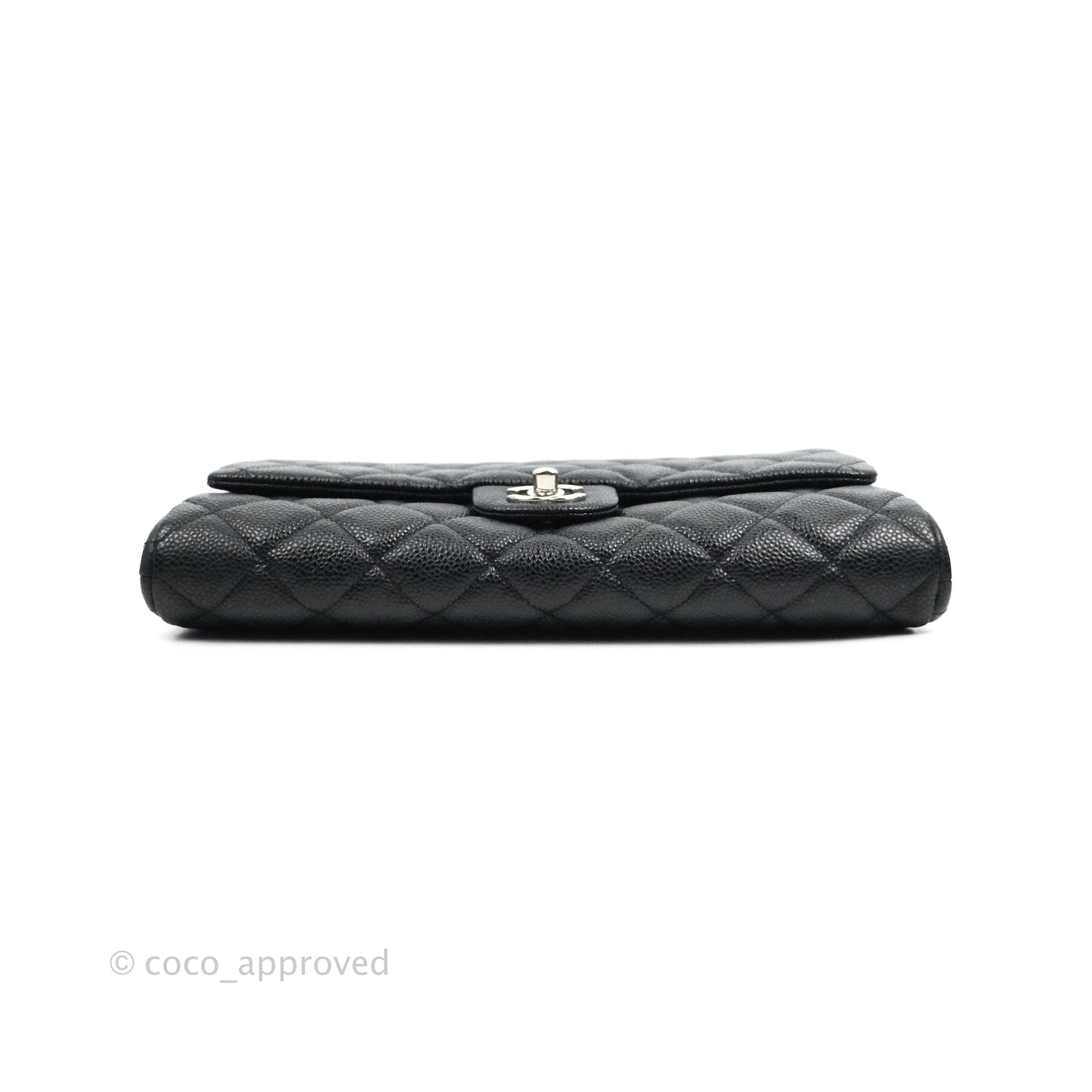 Chanel Quilted Clutch with Chain Black Caviar Silver Hardware