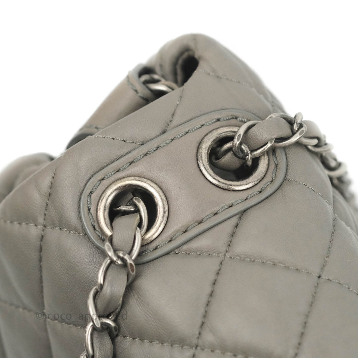 Chanel Medium Quilted Soft Accordion Flap Bag Grey Lambskin