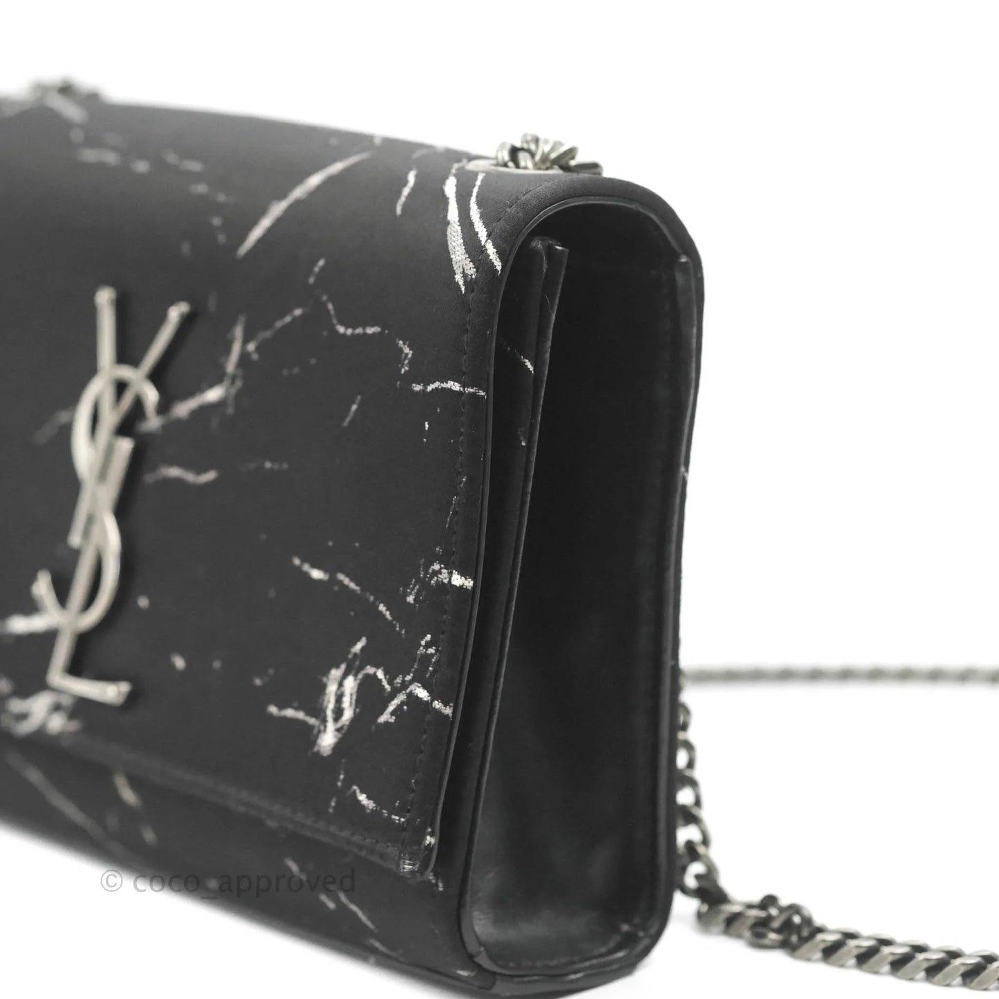 Saint Laurent Small Kate Marbled Stain Chain Bag Black Ruthenium Hardware