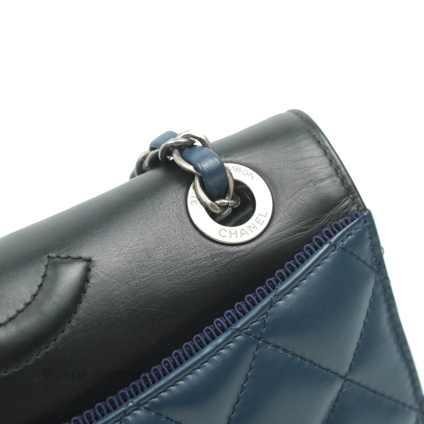 Chanel Quilted Ballerina Small Flap Bag Blue Black Ruthenium Hardware