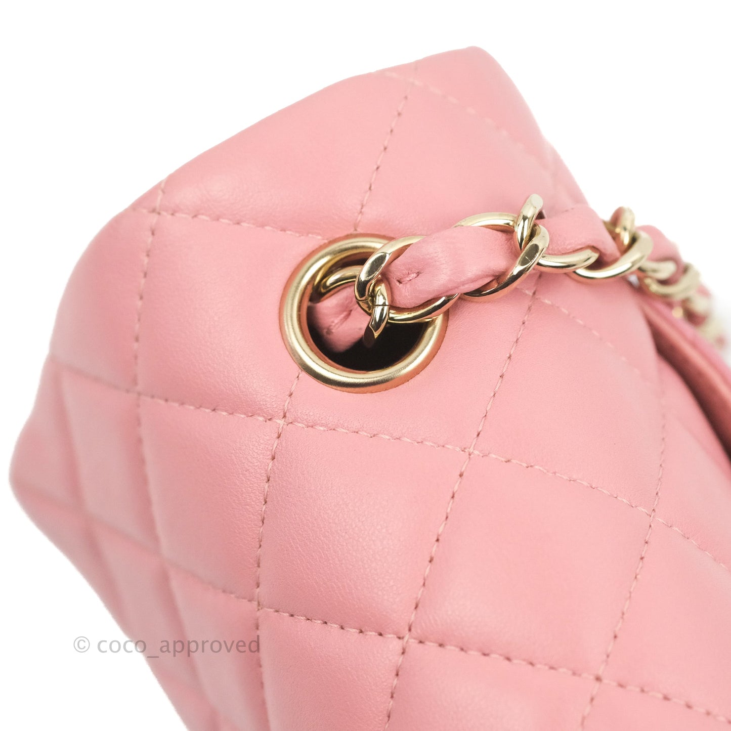 Chanel Quilted Mini Rectangular Flap Pink Lambskin Gold Hardware