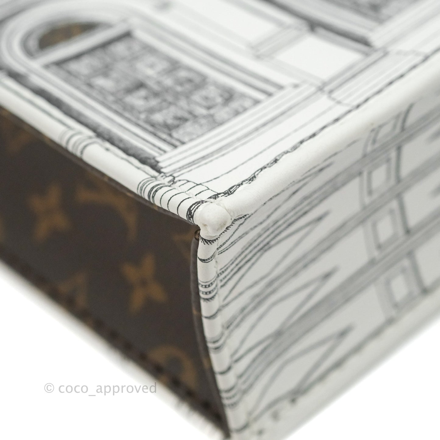 Louis Vuitton X Fornasetti Calfskin Architettura Petit Sac Plat Black White Gold Hardware