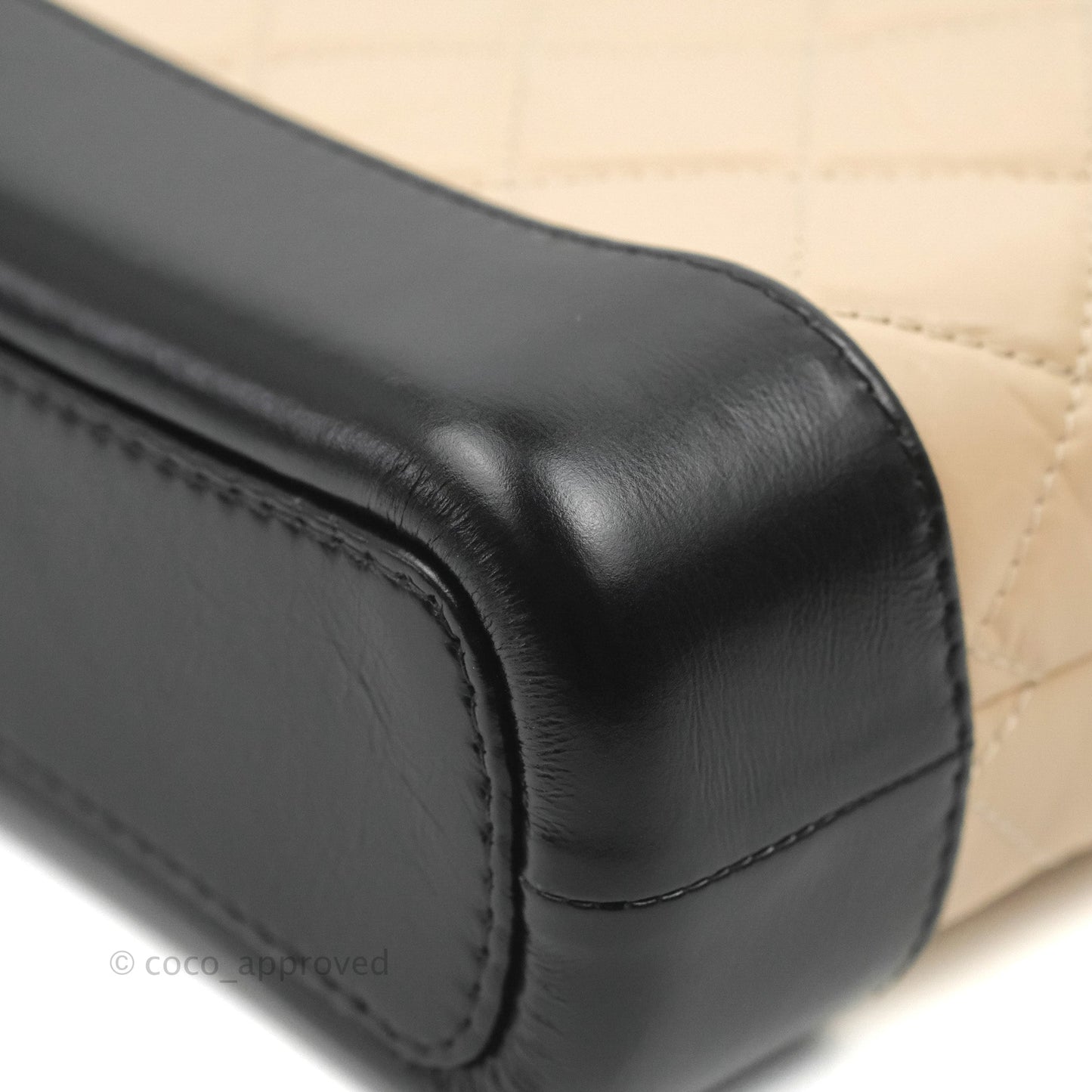 Chanel Quilted Small Gabrielle Hobo Black Beige Aged Calfskin