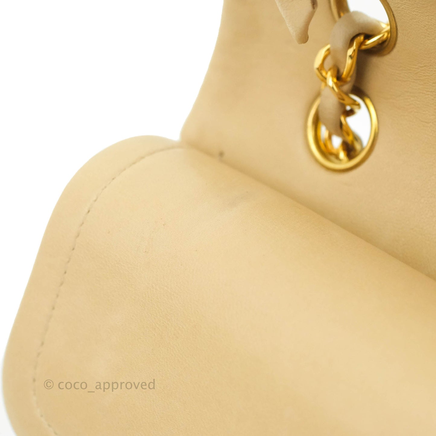 Chanel Vintage Classic M/L Medium Double Flap Bag Beige Lambskin 24K Gold Hardware