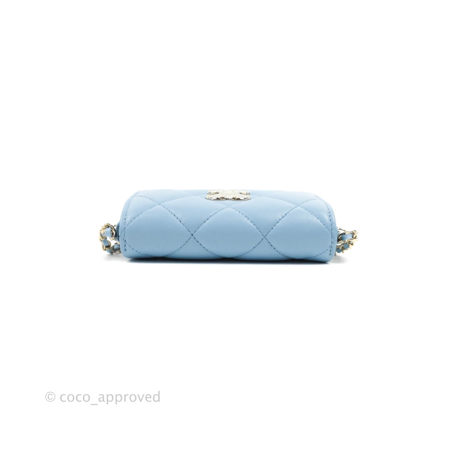 Chanel Mini Clutch With Chain Blue Lambskin Gold Hardware