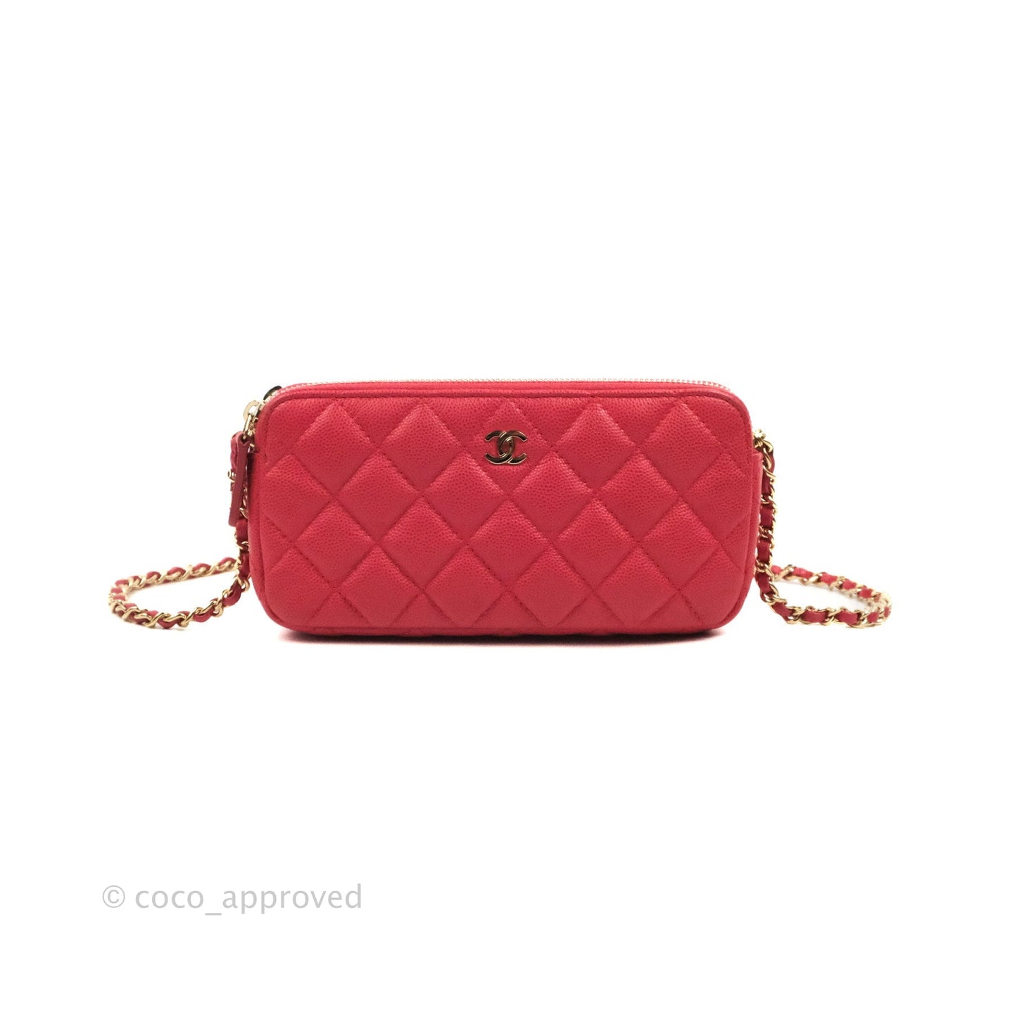 Chanel Quilted Clutch With Chain Pink Caviar Gold Hardware