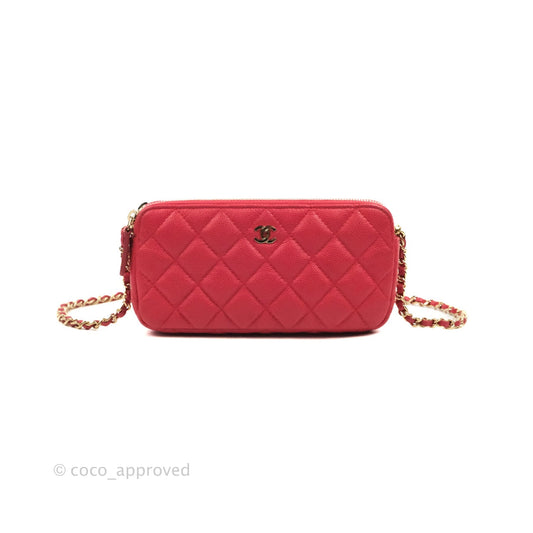 Chanel Quilted Clutch With Chain Pink Caviar Gold Hardware