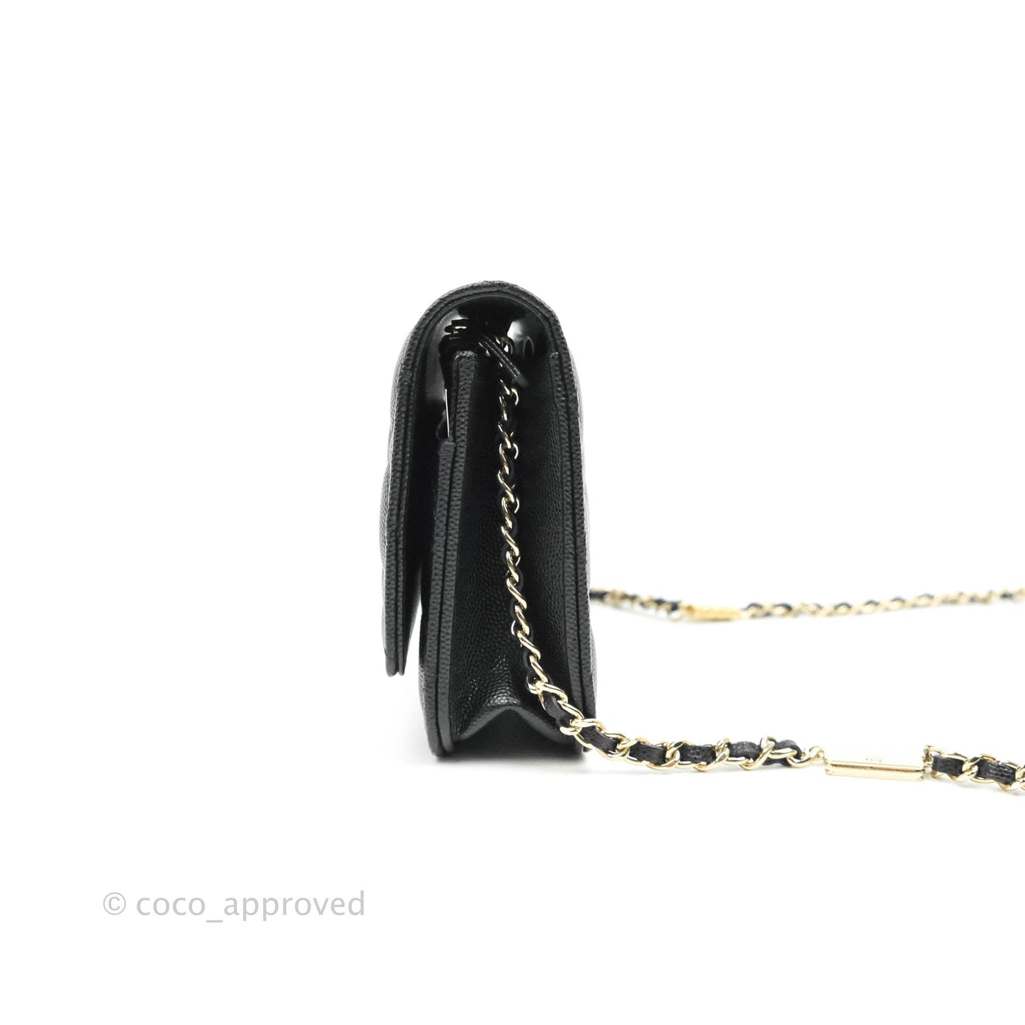 Chanel Quilted WOC Black Caviar Gold Hardware With Charms