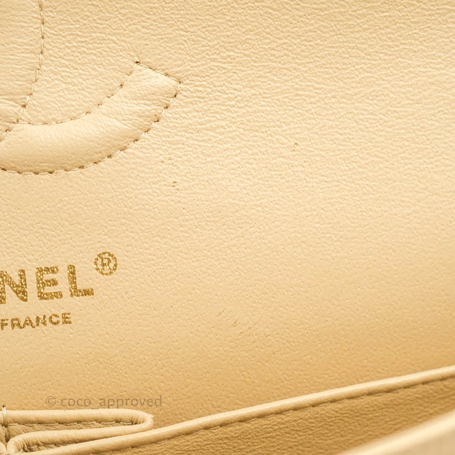 Chanel Classic M/L Medium Flap Quilted Beige Caviar Gold Hardware