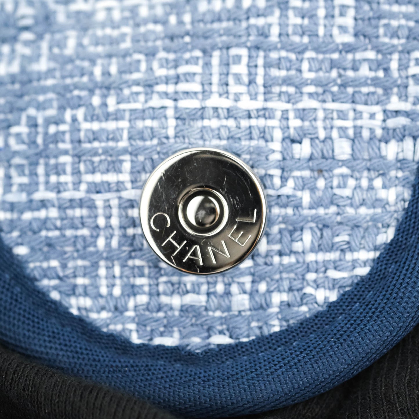 Chanel Large Deauville Blue Canvas Silver Hardware