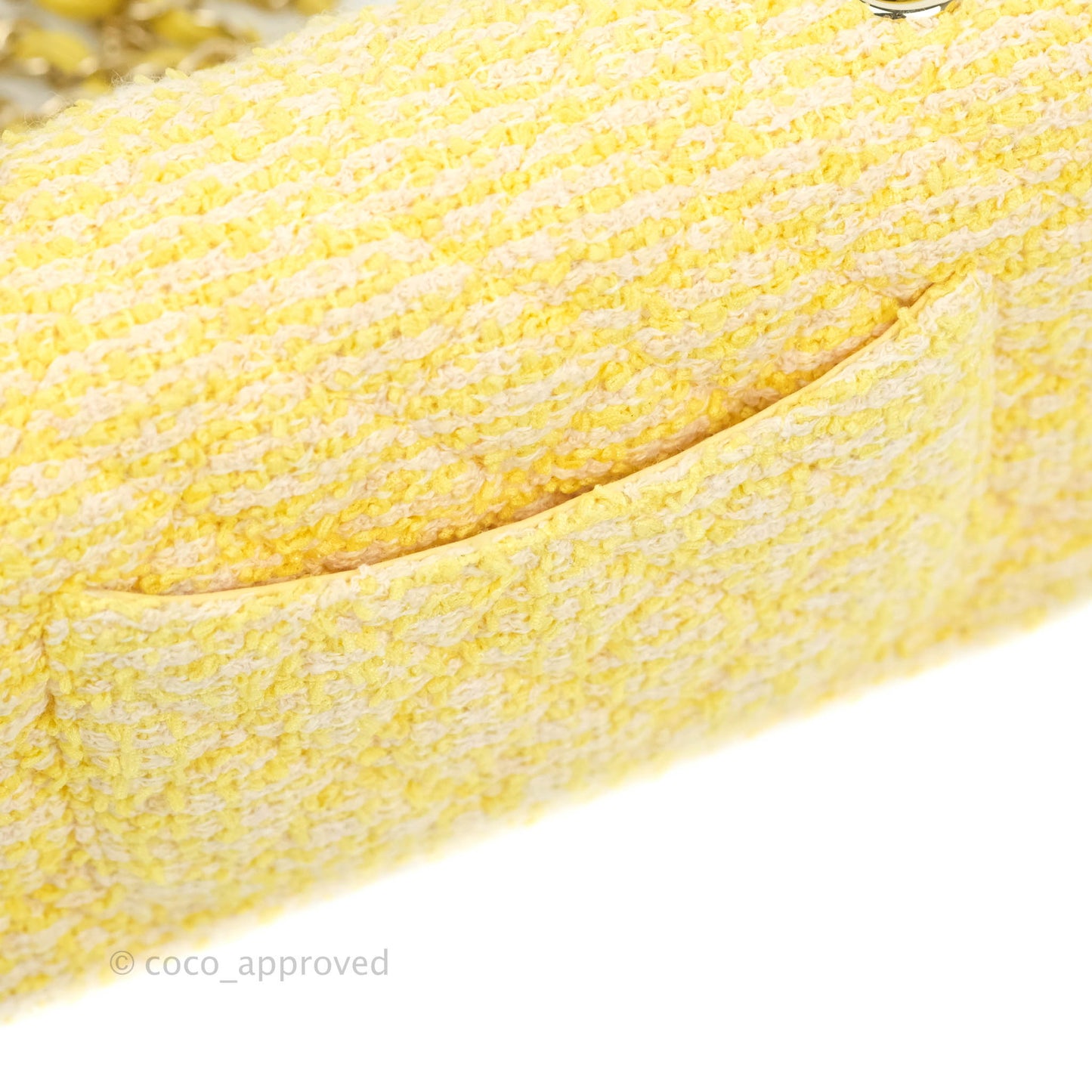 Chanel Classic Mini Rectangular Flap Yellow Tweed Gold Hardware